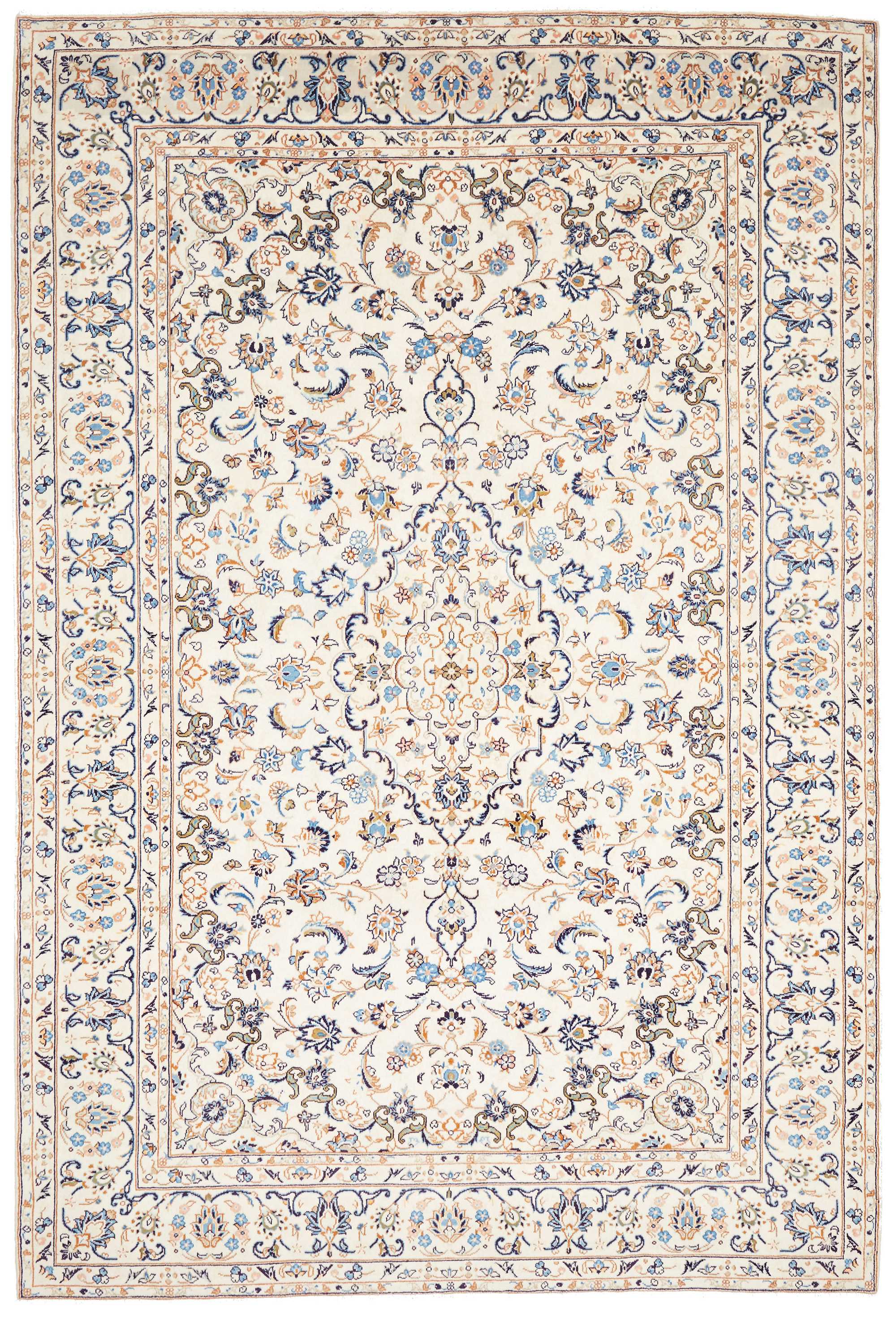 Kashan Perski dywan 290x200 Biały (Iran) Ręcznie Tkany