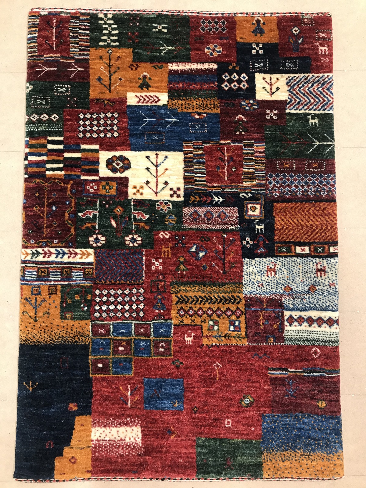 Loribaft Rug 90x60 Green (Iran) Hand Knotted