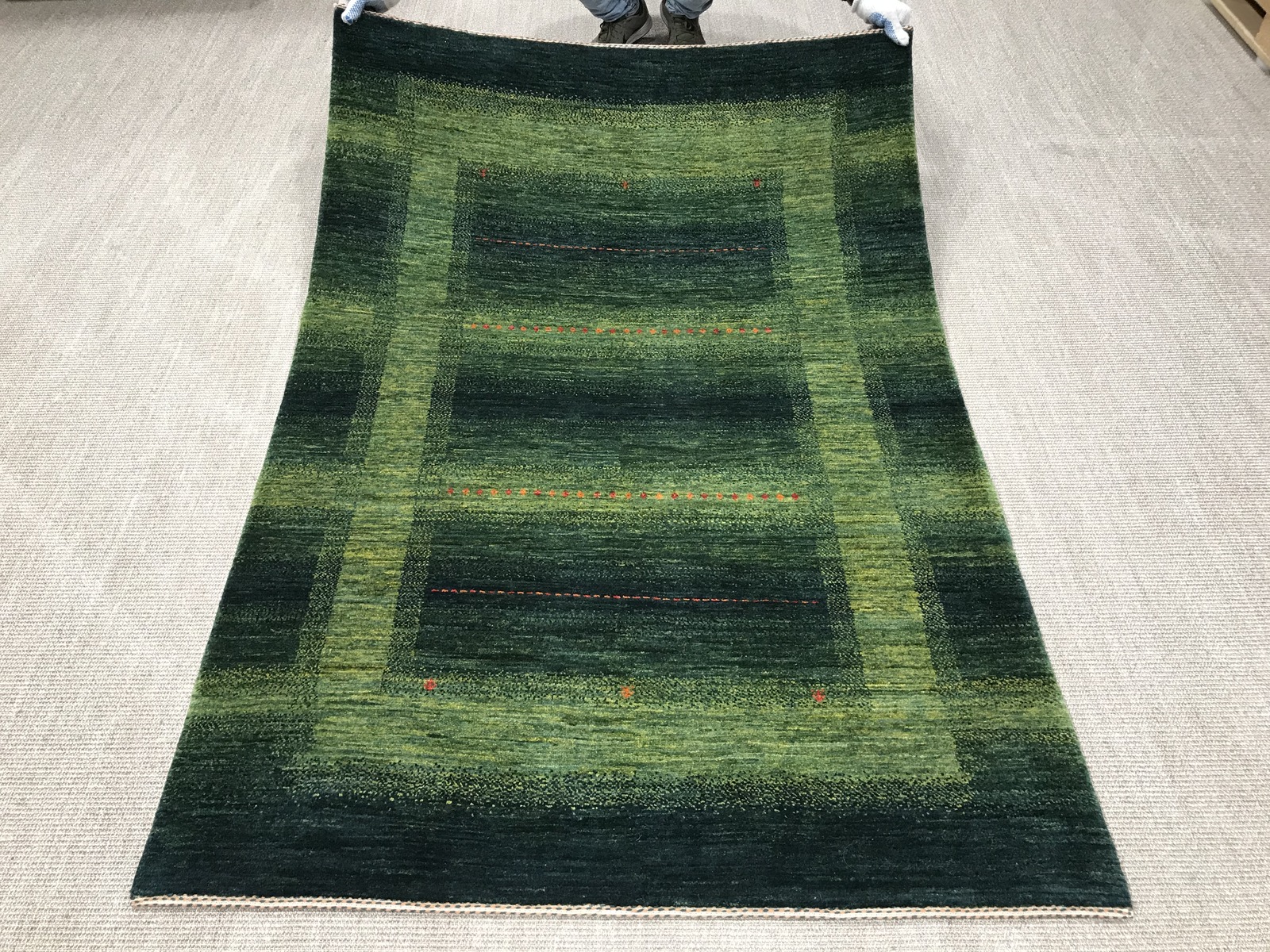 Loribaft Teppich 180x120 Grün (Iran) Handgeknüpft