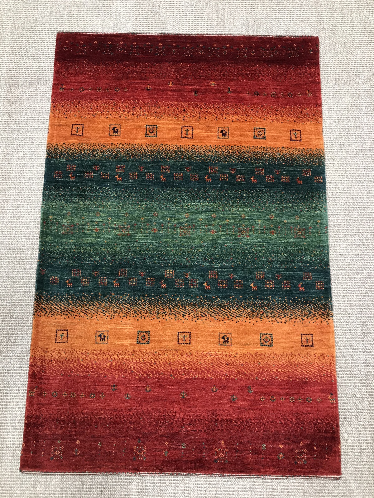 Loribaft Rug 130x80 Green (Iran) Hand Knotted