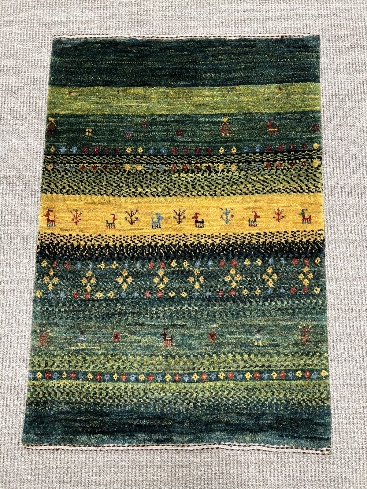 Loribaft Szőnyeg 90 x 60 Zöld (Irán) Kézzel Csomózott