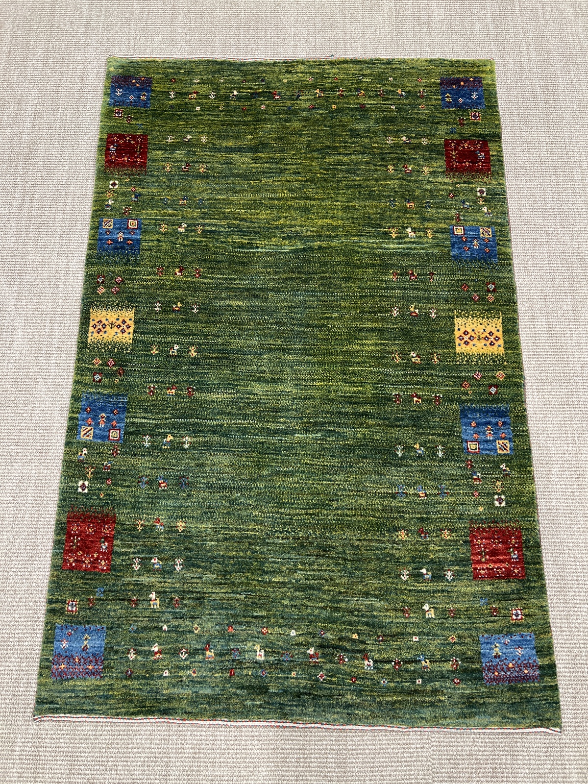 Loribaft Rug 160x100 Green (Iran) Hand Knotted