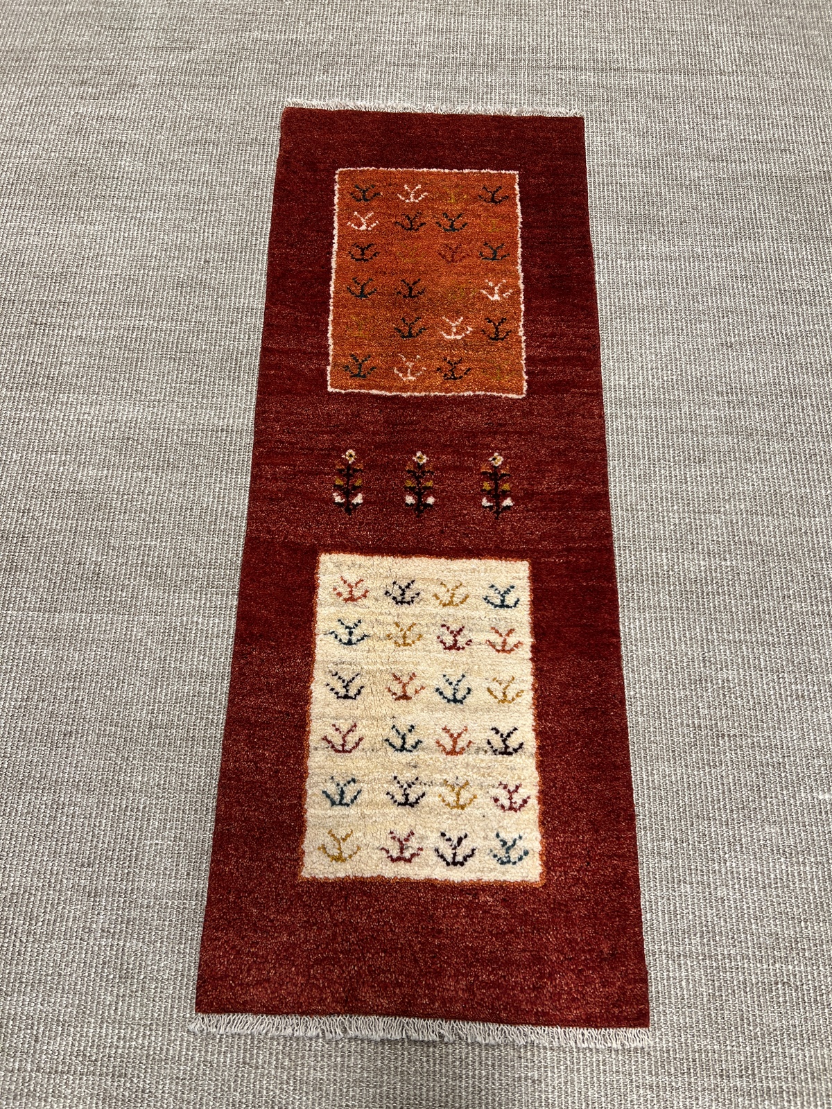 Gabbeh Tappeto 50 x 140 Rosso (Iran) Annodato A Mano