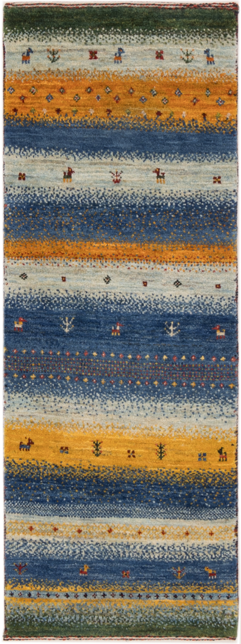 Loribaft Rug 40x120 Green (Iran) Hand Knotted