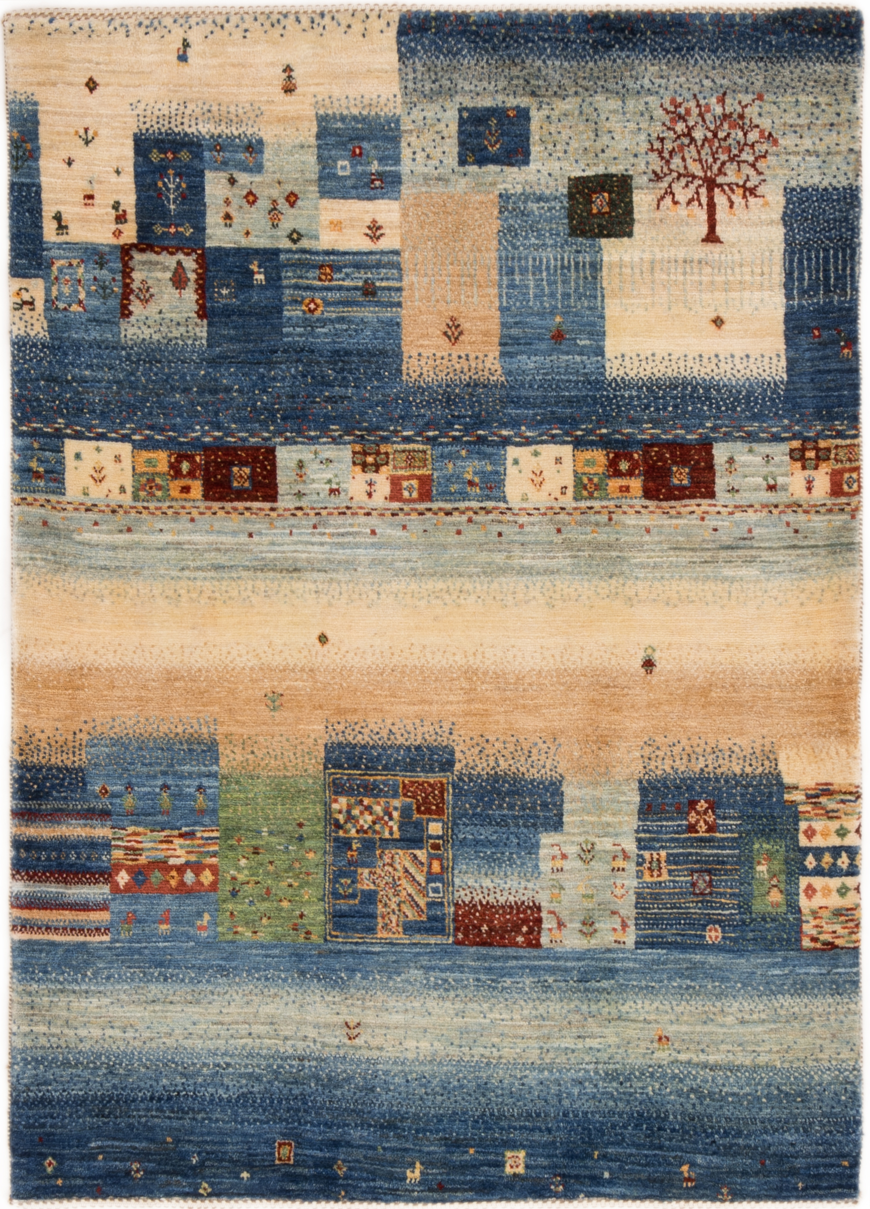 Loribaft Tapis 140 x 100 Bleu (Iran) Noué À La Main