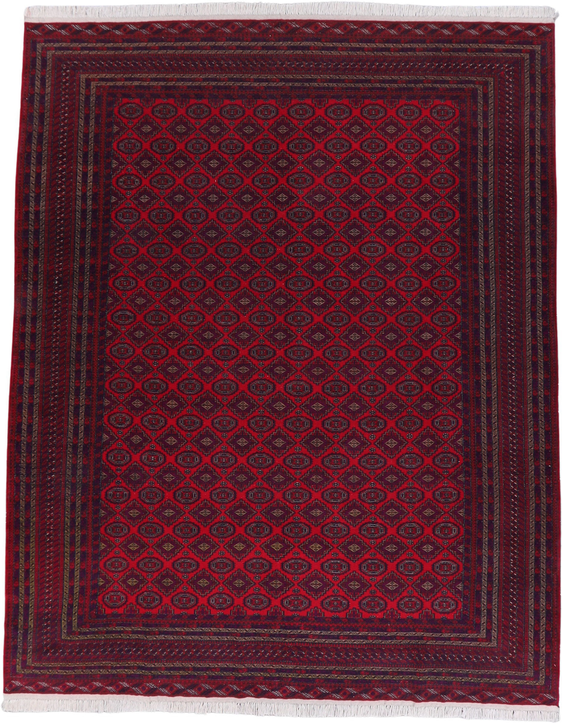 Afghan Tapis 380x310 Blanc () Noué À La Main