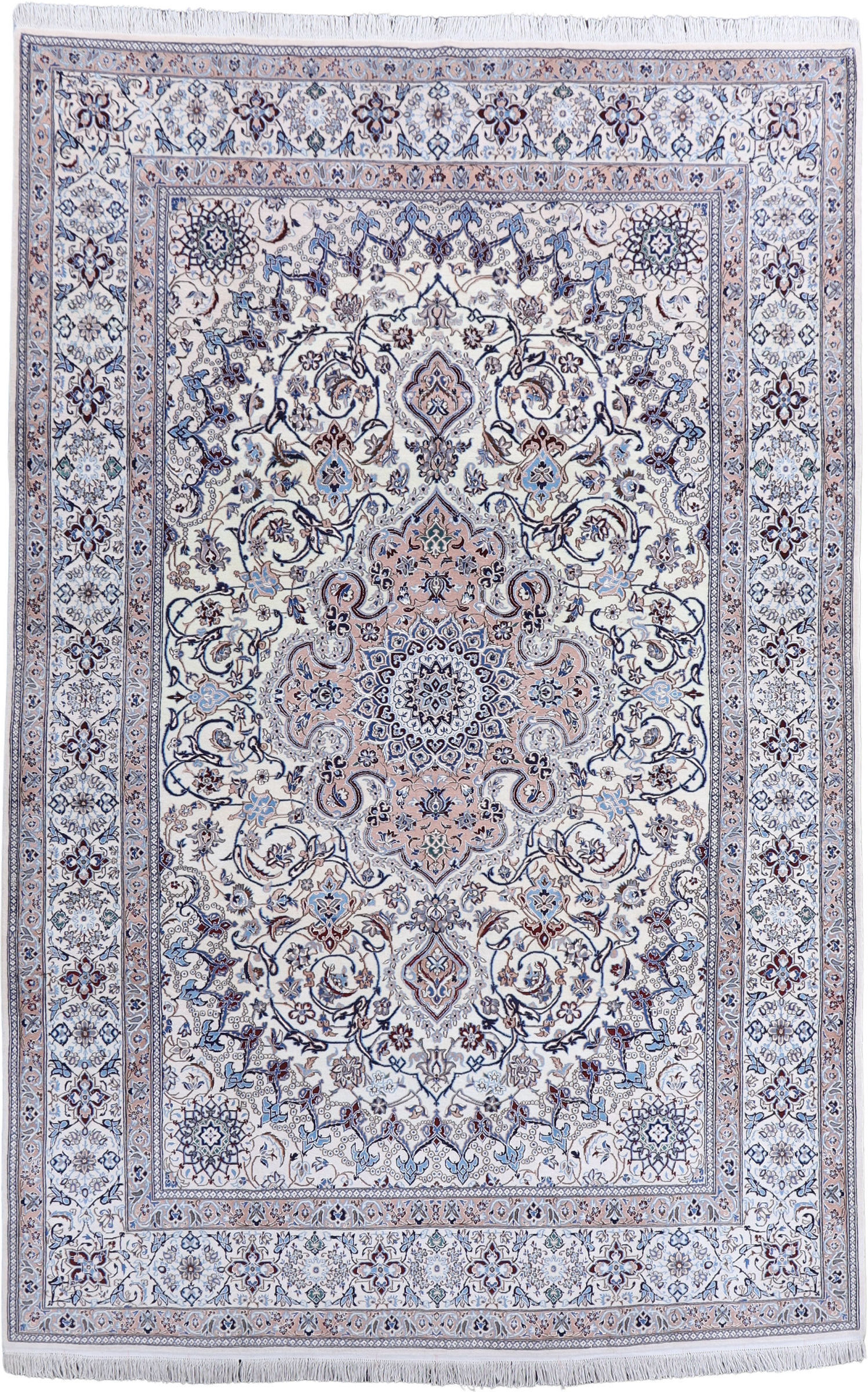 Nain Szőnyeg 330x210 Fehér (Irán) Kézzel Csomózott