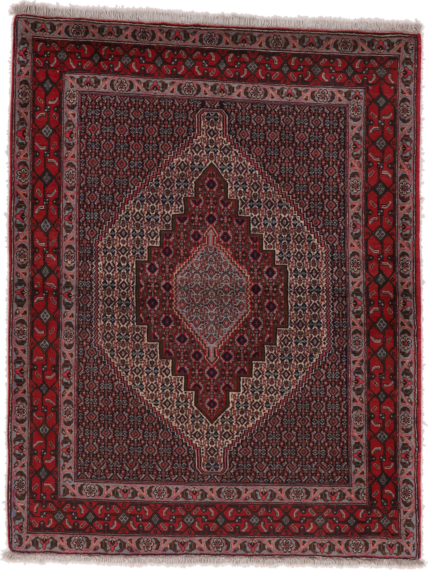 Sandjan Persisk teppe 130x160 Hvit (Iran) Håndknyttet