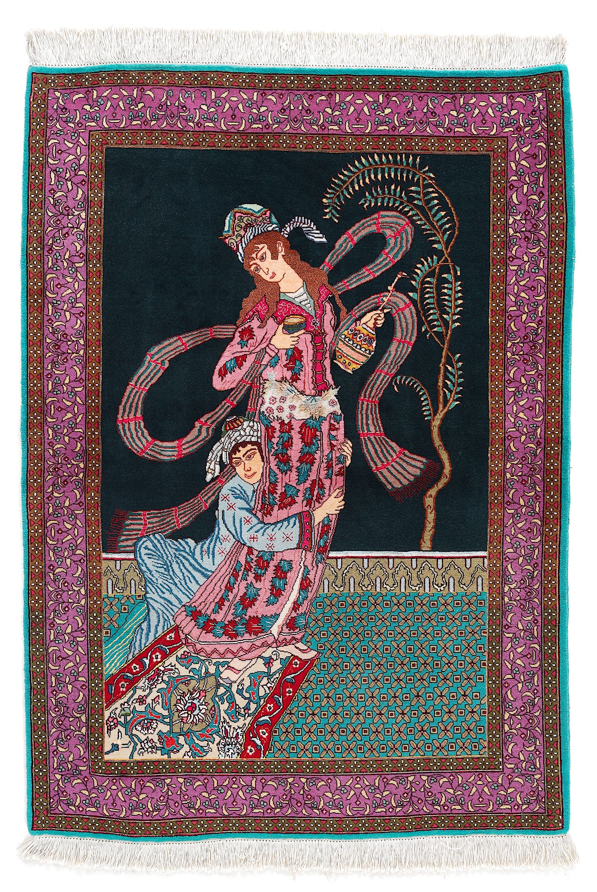 Tabriz Alfombra 100x140 Gris (Iran) Anudado A Mano