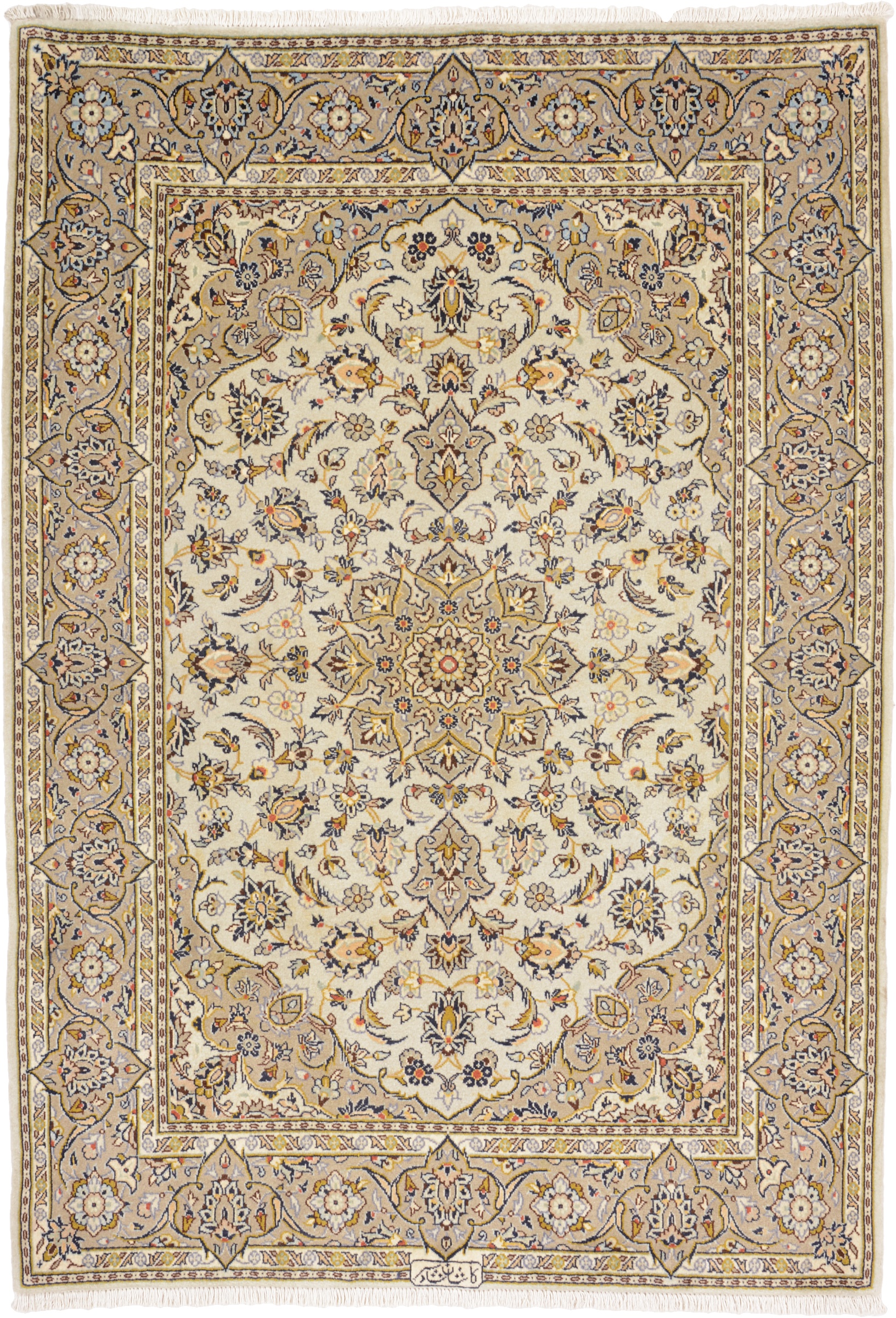 Kashan Teppich 170 x 120 Weiss (Iran) Handgeknüpft