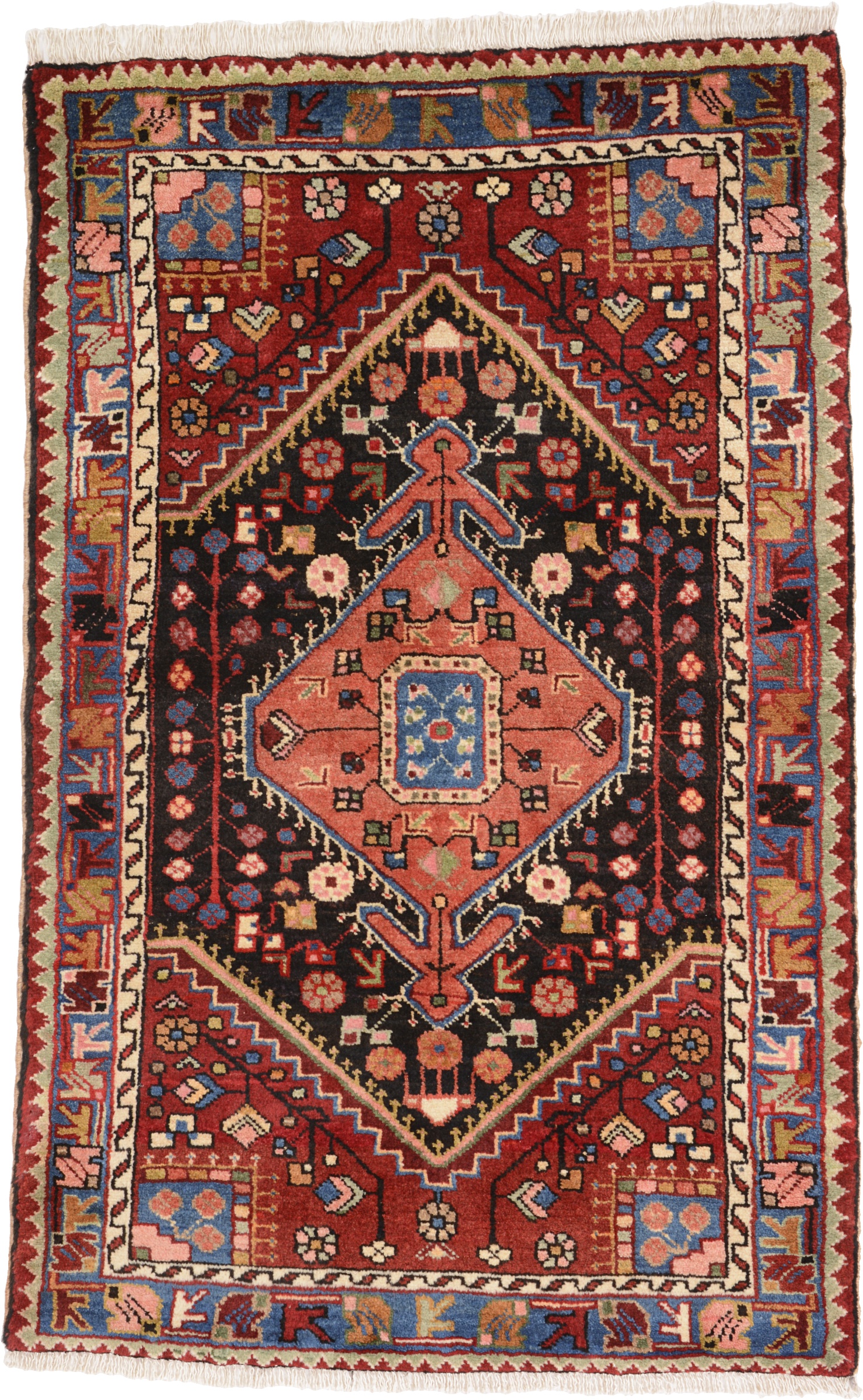 Hamadan Perserteppich 140 x 90 Grau (Iran) Handgeknüpft