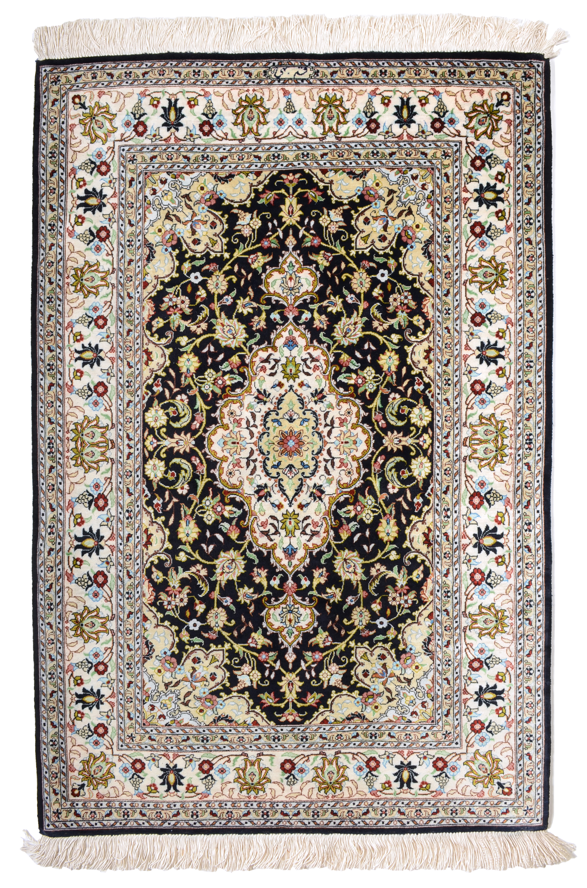 Ghom Teppe 120 x 80 Hvit (Iran) Håndknyttet