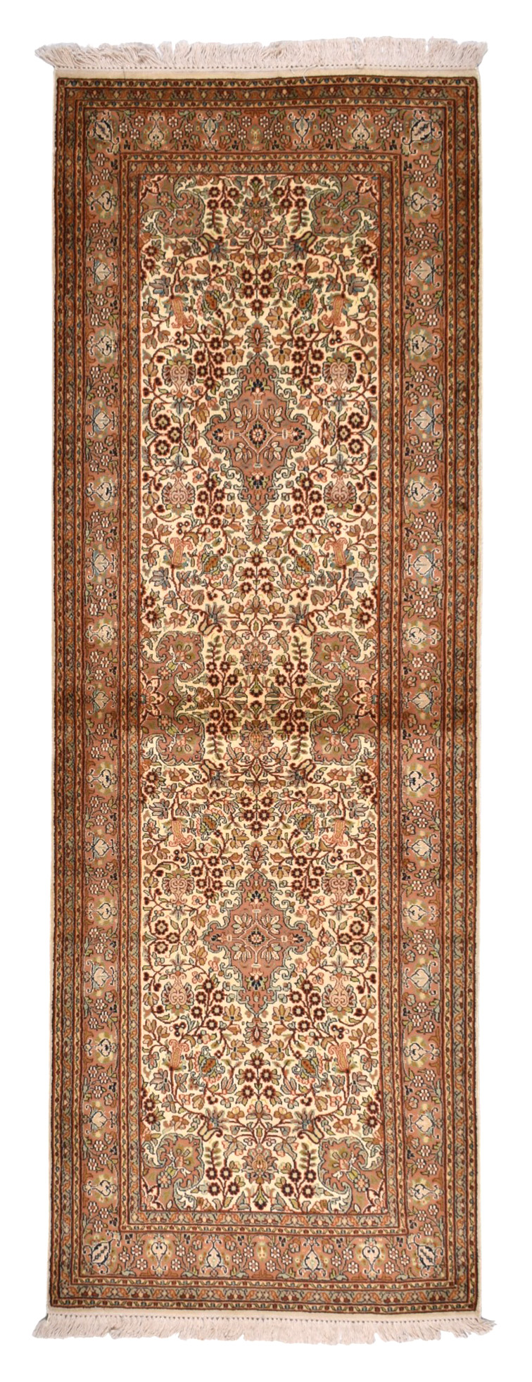 Cashmere Silk Keleti szőnyeg 220 x 80 Fehér (Indian) Kézzel Csomózott