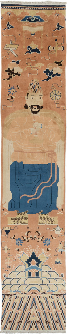 Itämainen matto 130x670 Valkoinen (Kiina) Käsin Solmittu