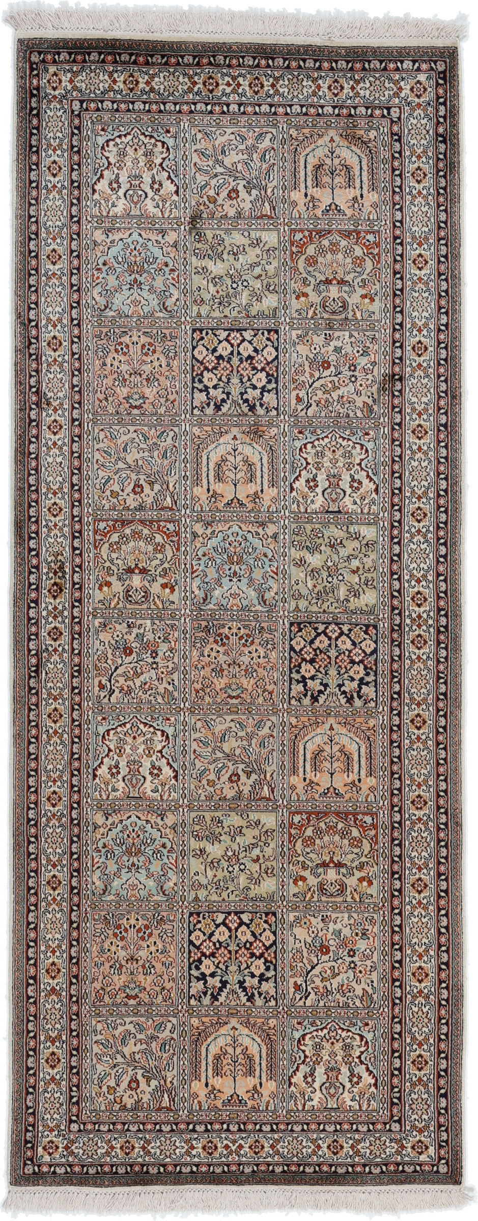 Cashmere Silk Alfombra 210 x 80 Blanco (Indian) Anudado A Mano