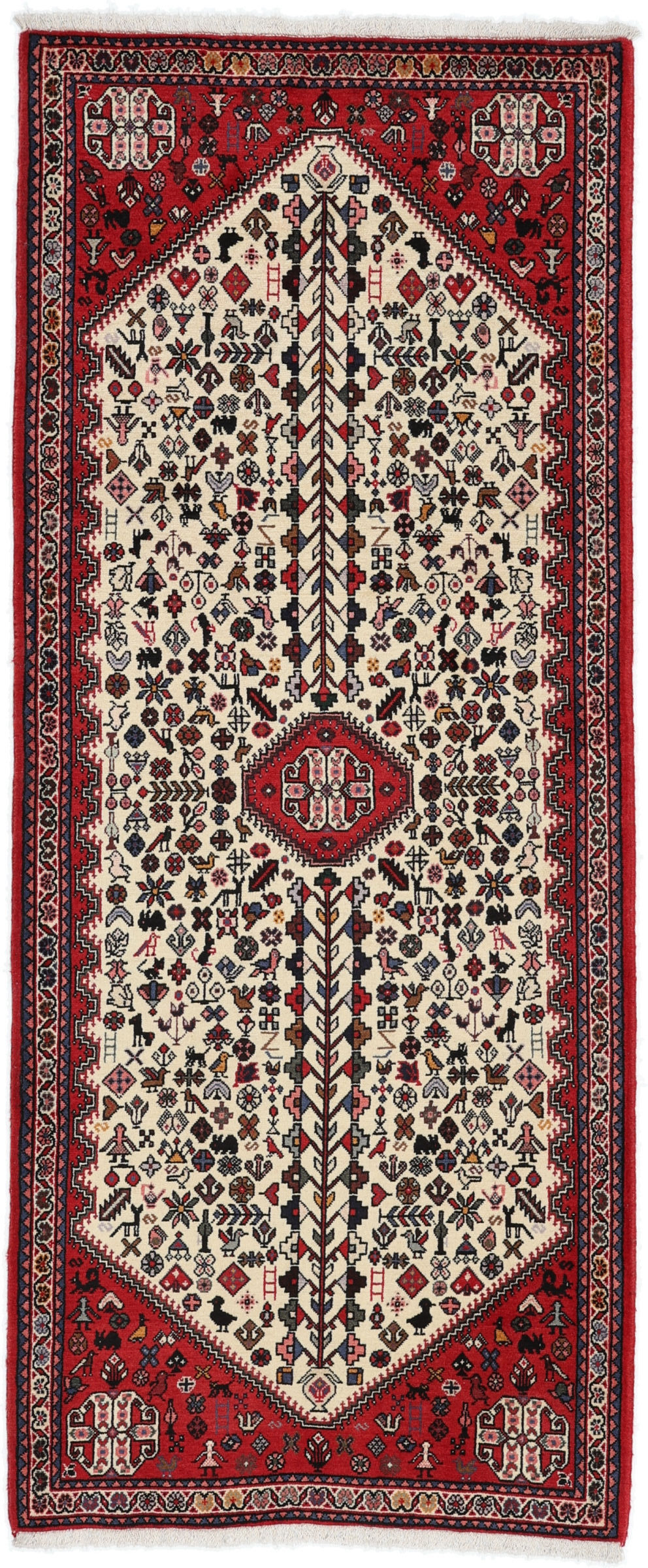 Abadeh Alfombra persa 80 x 200 Blanco (Iran) Anudado A Mano