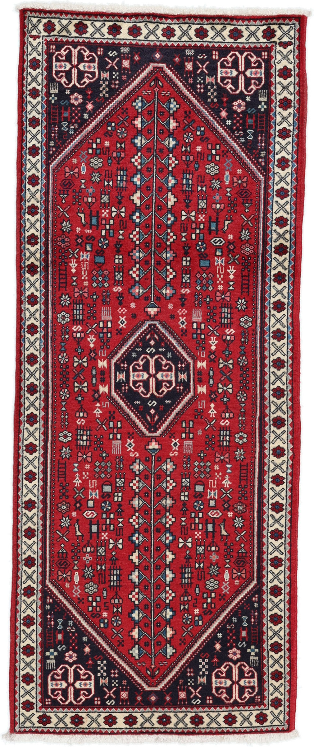 Abadeh Tapis persan 80x200 Gris (Iran) Noué À La Main