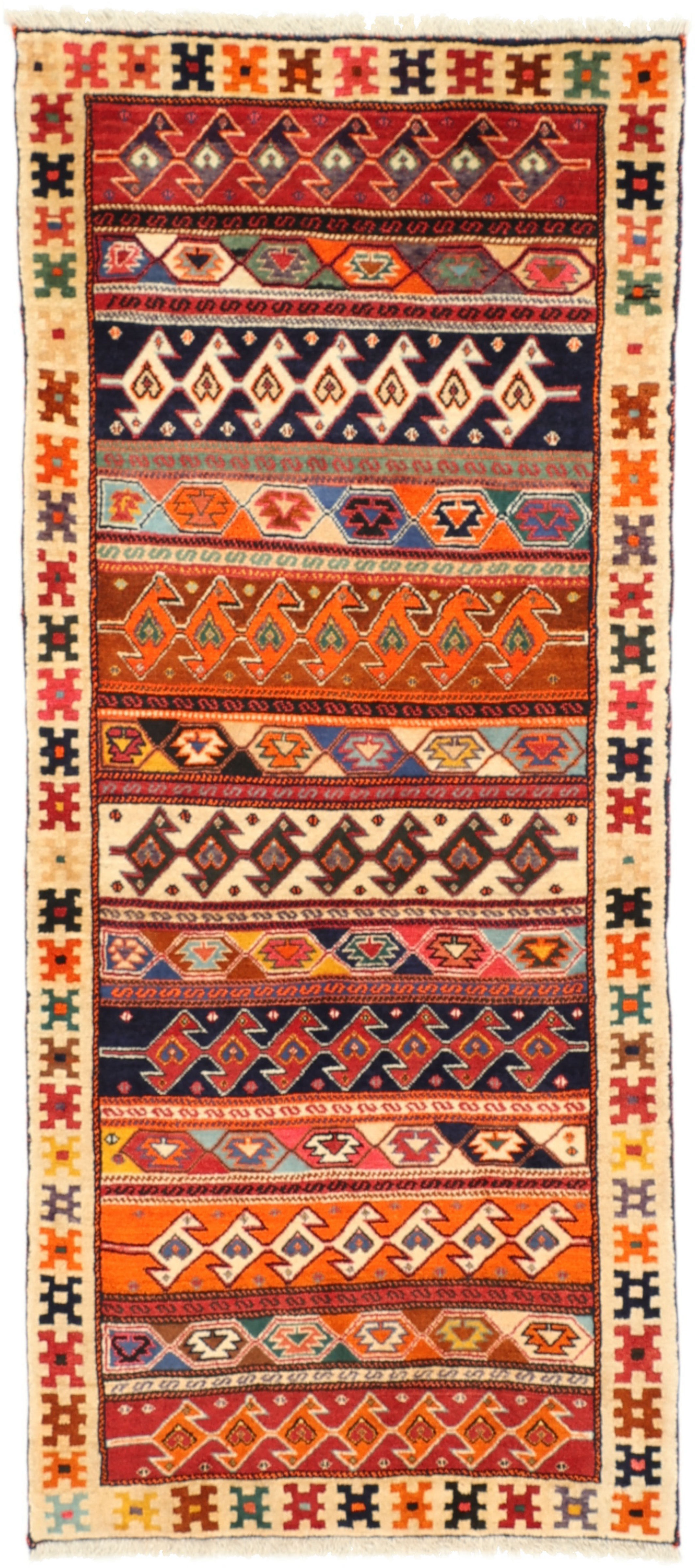 Shiraz Keleti szőnyeg 90x190 Szürke (Irán) Kézzel Csomózott