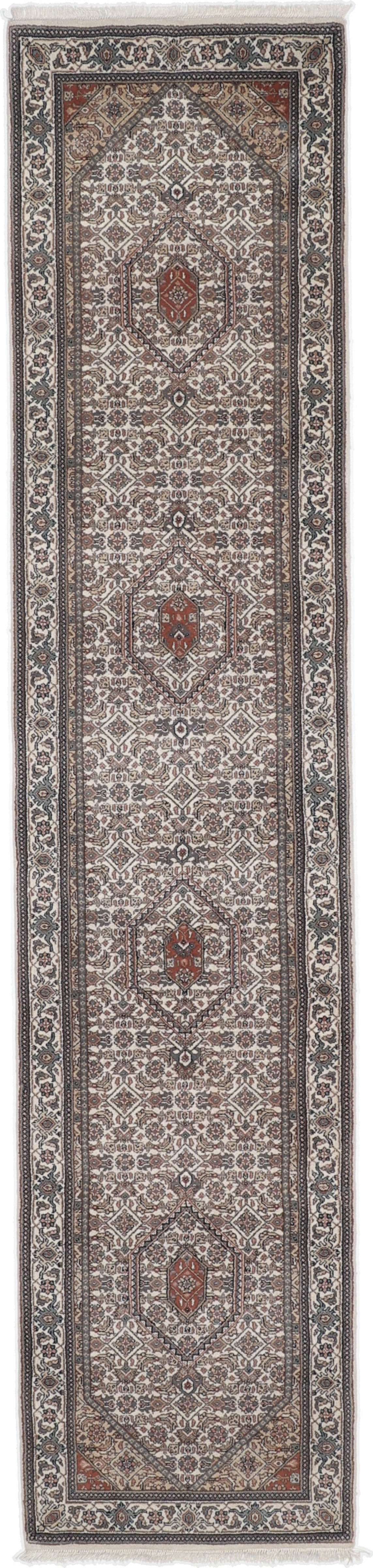 Bidjar Dywan 80 x 350 Biały (Indian) Ręcznie Tkany