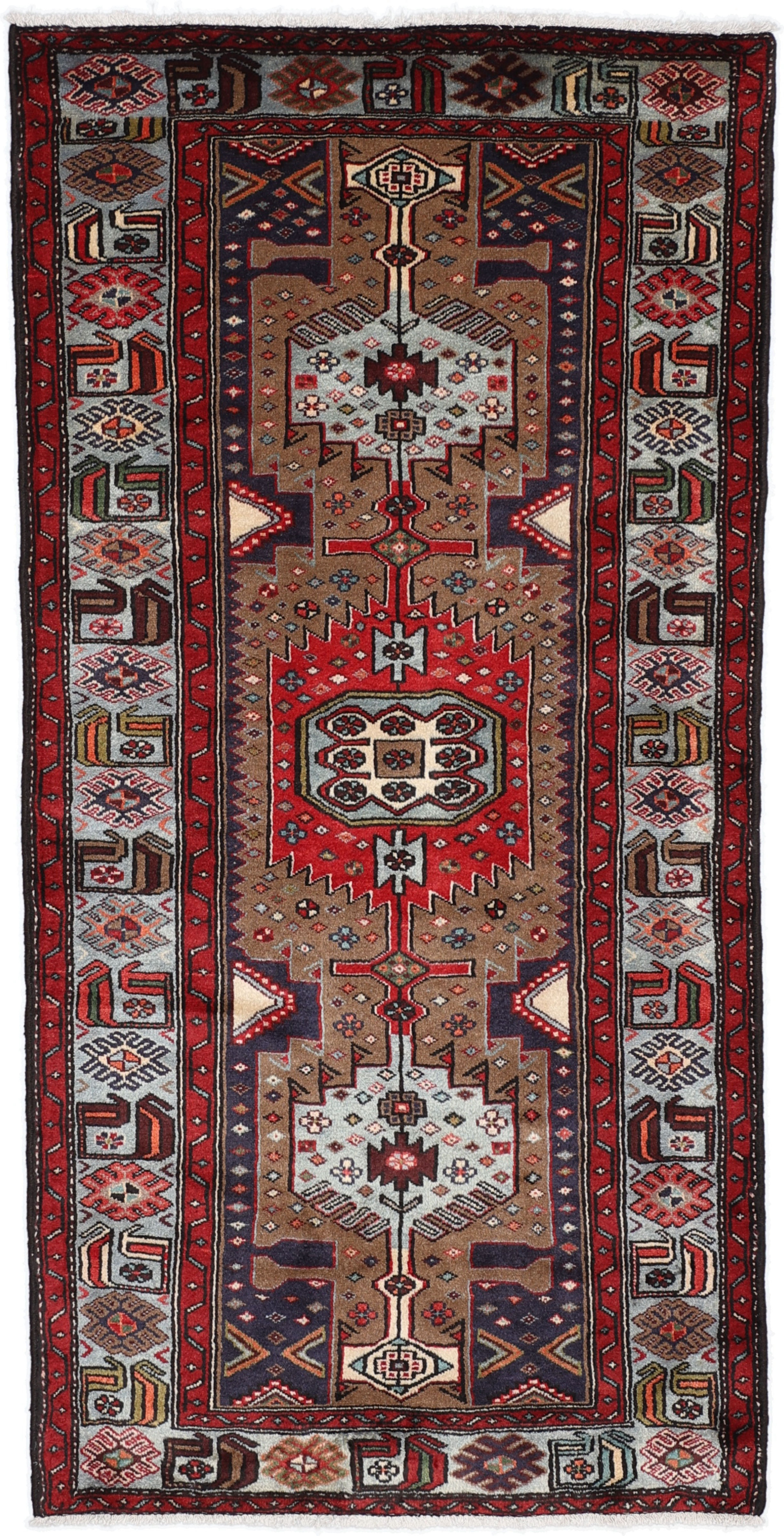 Hamedan Perski dywan 100x210 Biały (Iran) Ręcznie Tkany