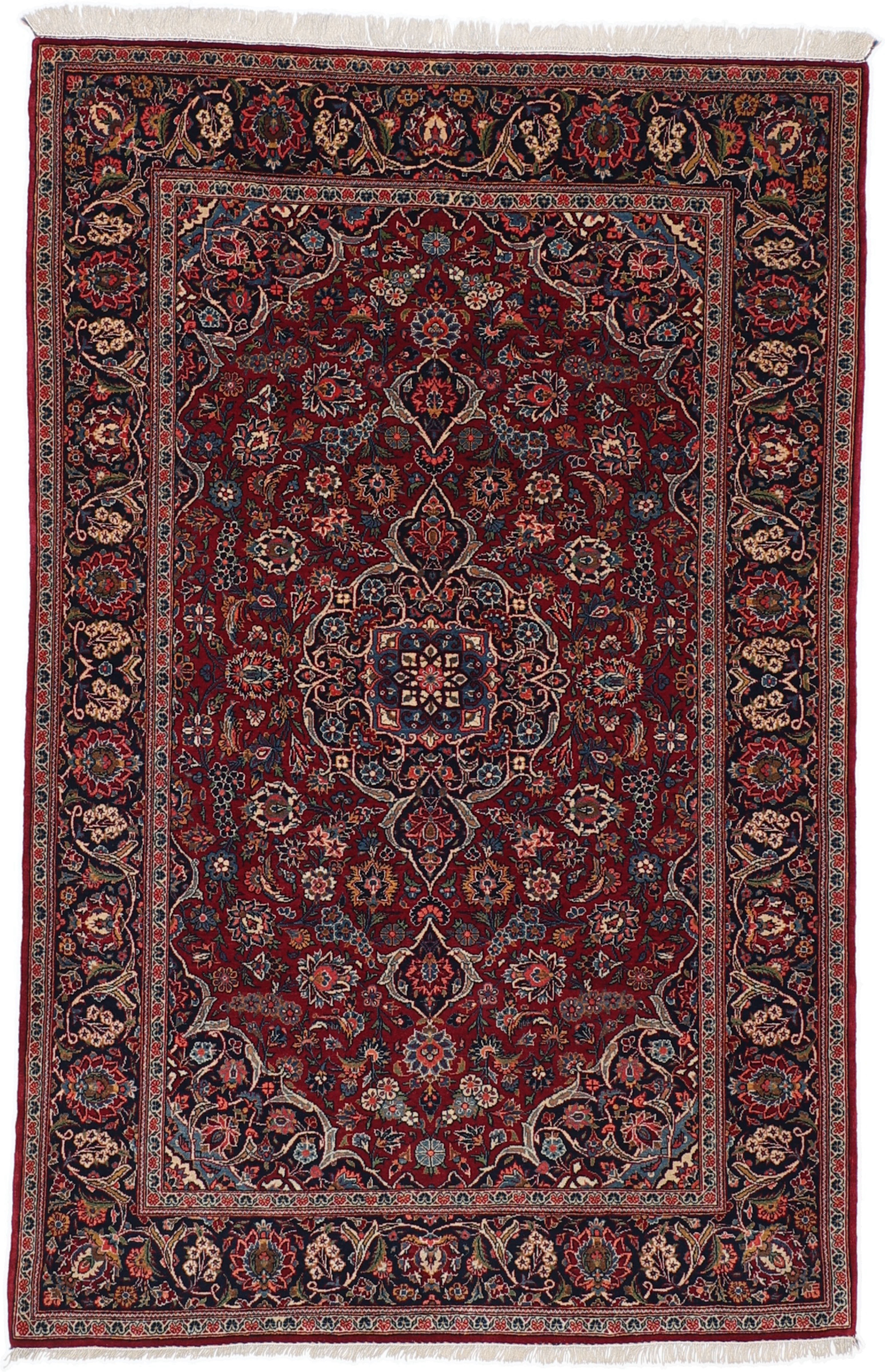 Kashan Tapete oriental 210 x 130 Cinzento (Irã) Atado À Mão