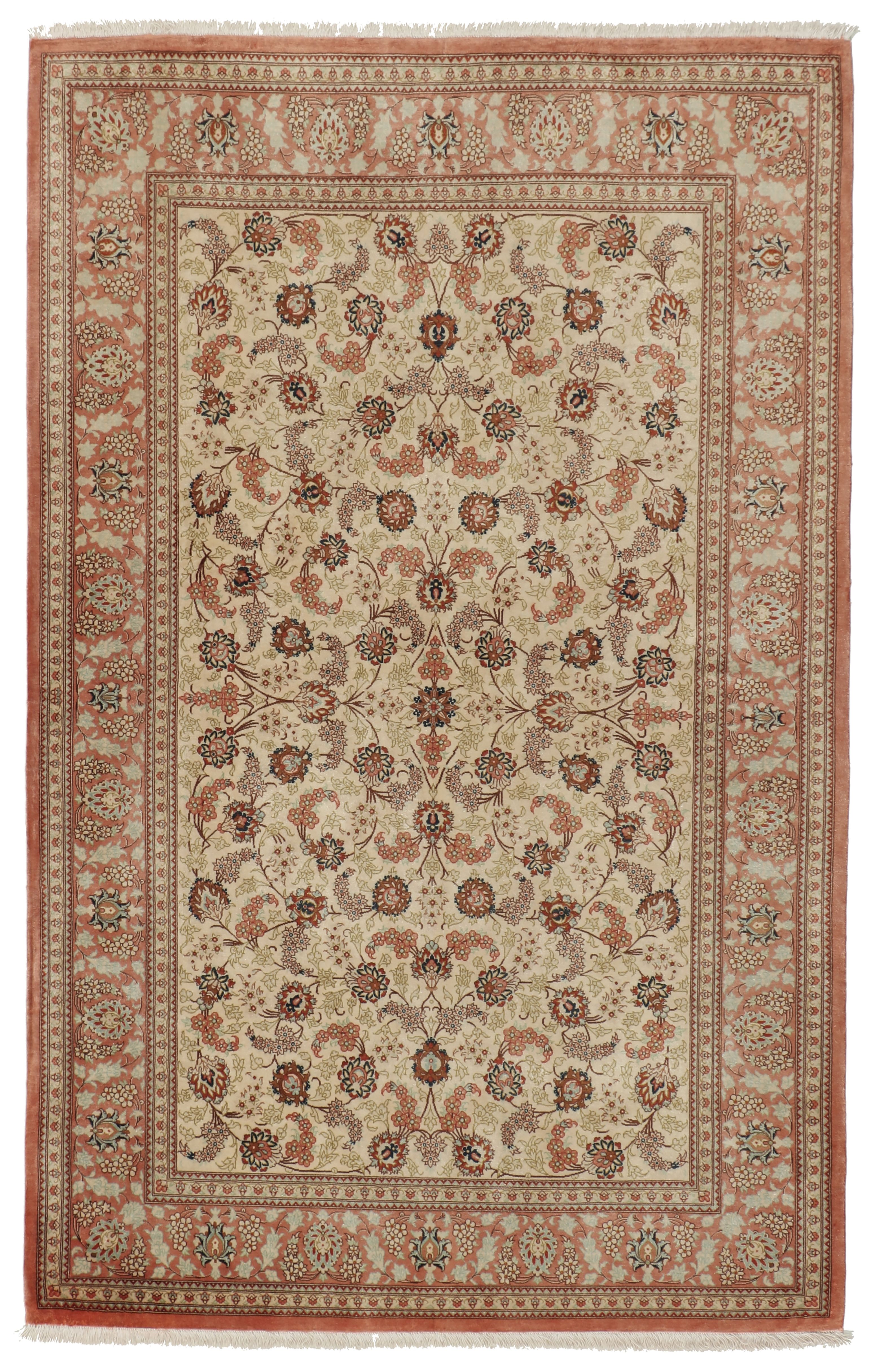 Qum Rug 100x160 Green (Iran) Hand Knotted