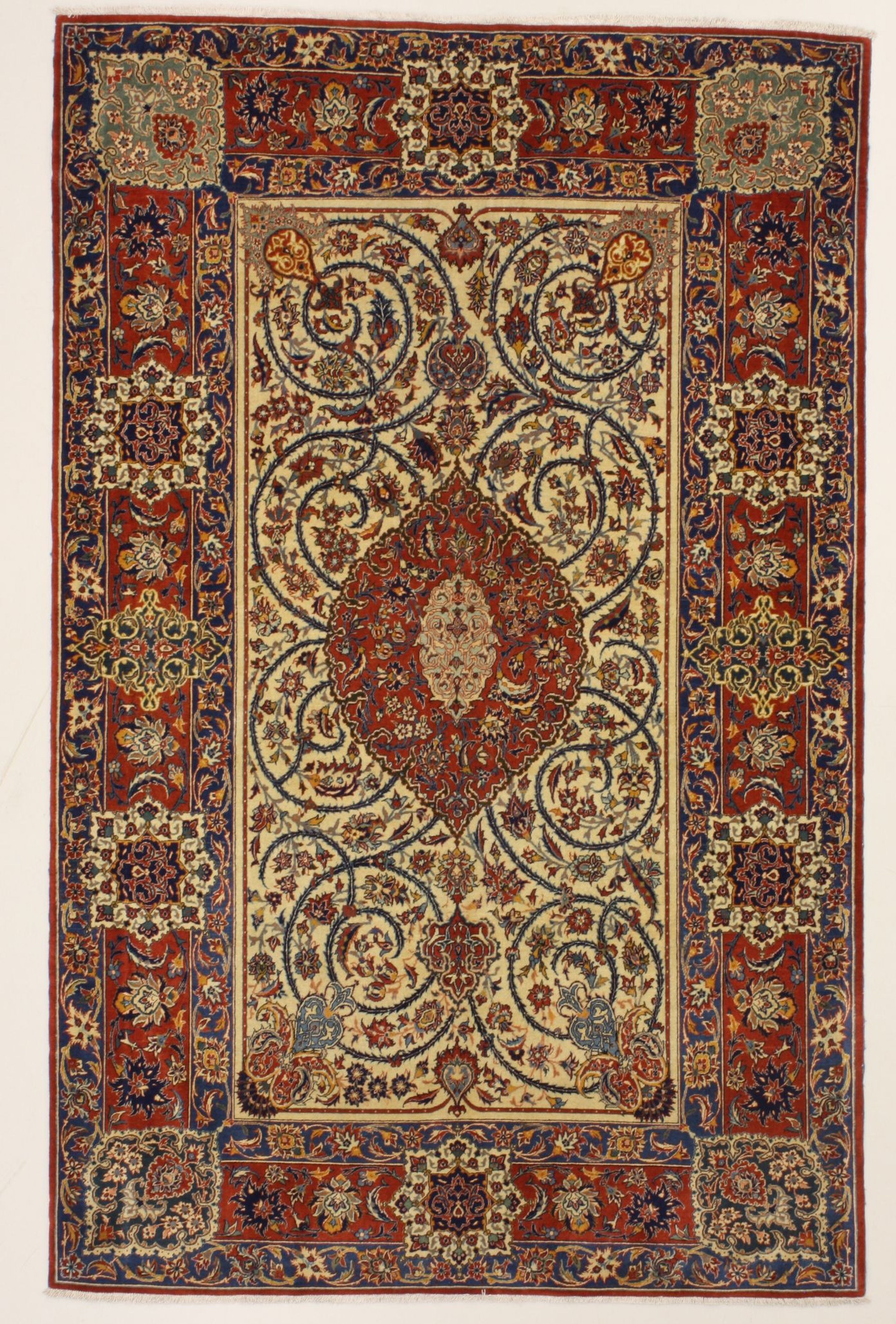 Isfahan Rug 230x150 Green (Iran) Hand Knotted