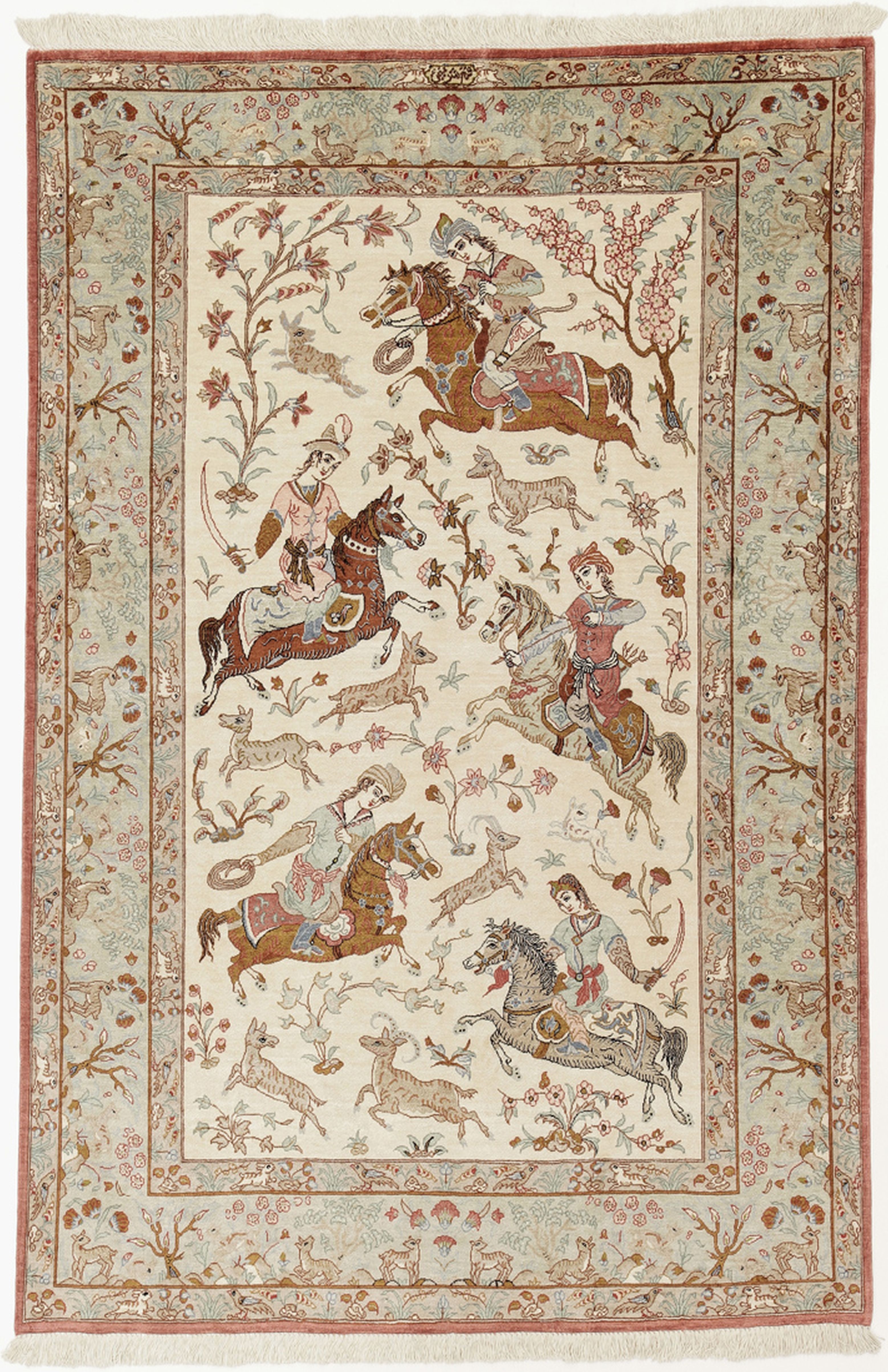 Ghom Teppich 100 x 150 Weiss (Iran) Handgeknüpft