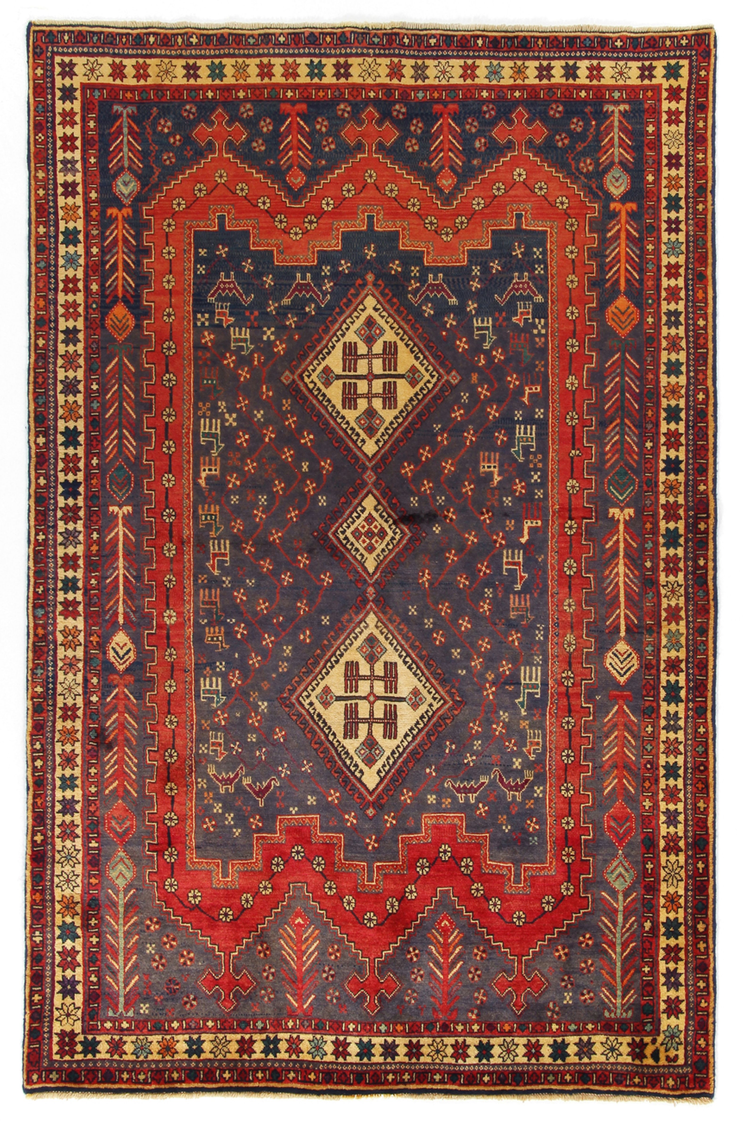 Afshar Dywan 210x140 Szary (Iran) Ręcznie Tkany