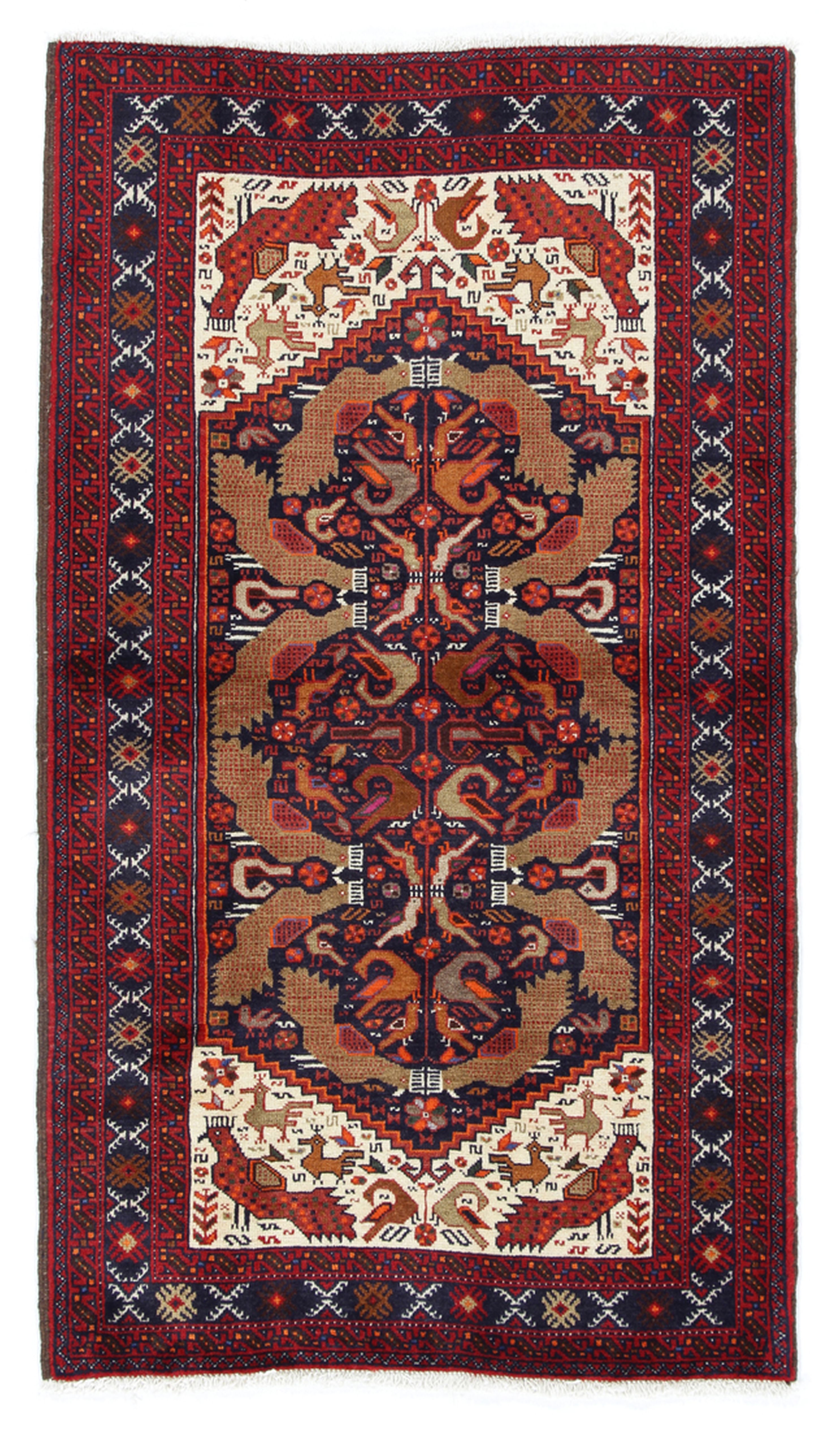 Beluch Dywan 150 x 90 Biały (Iran) Ręcznie Tkany