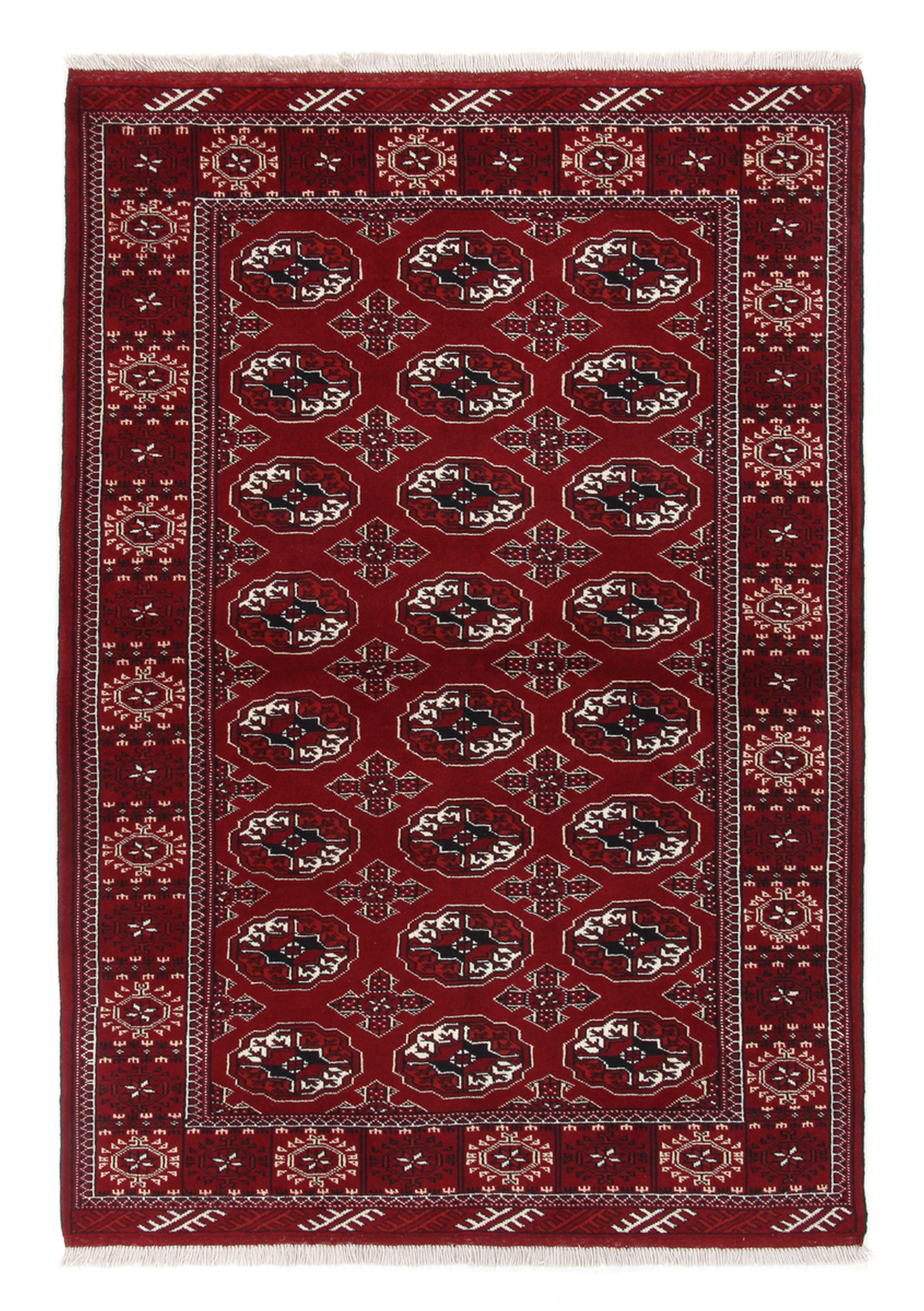 Turkmen Matto 210x130 Valkoinen (Iran) Käsin Solmittu