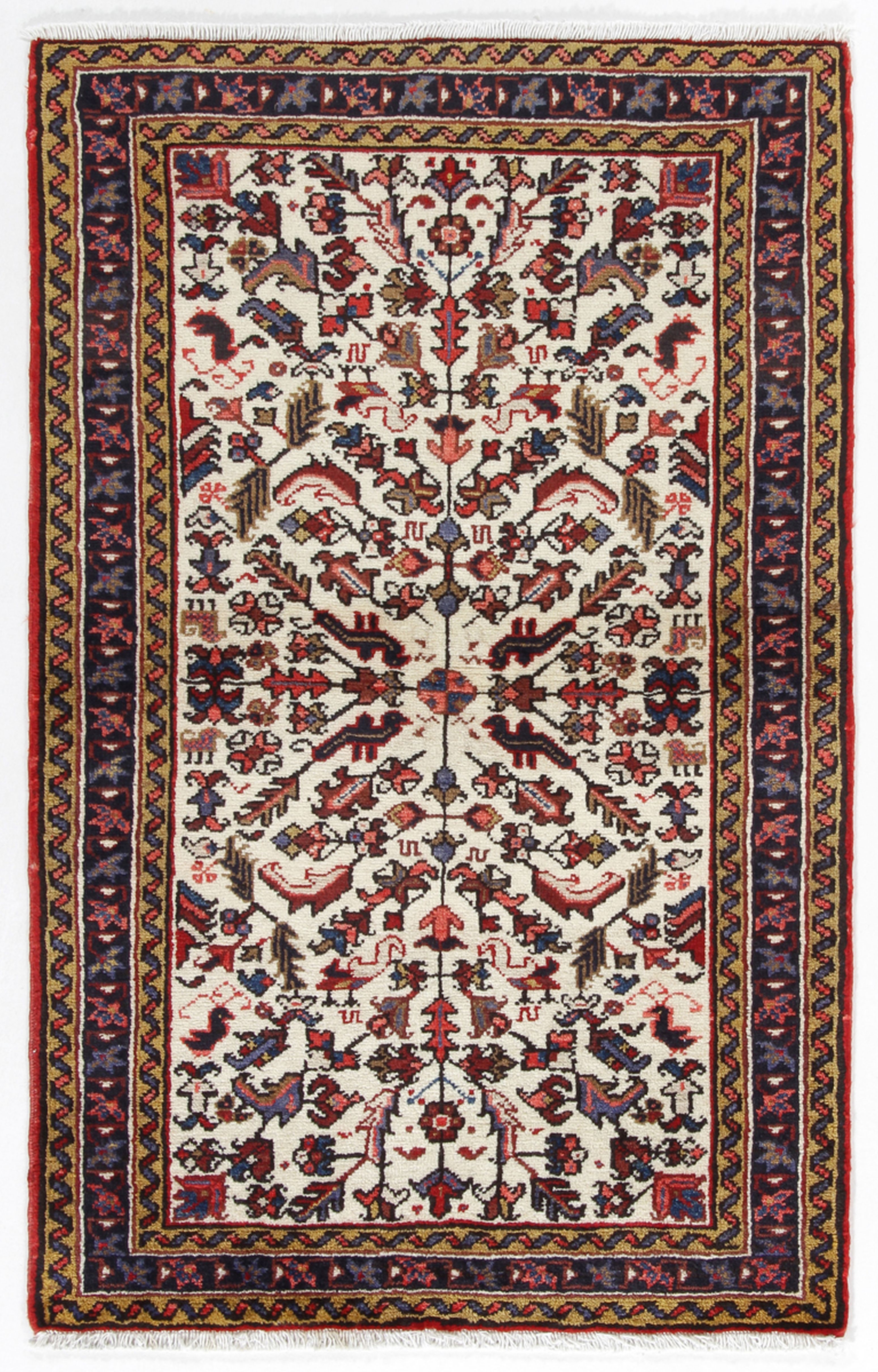 Heriz Dywan 140x90 Biały (Iran) Ręcznie Tkany