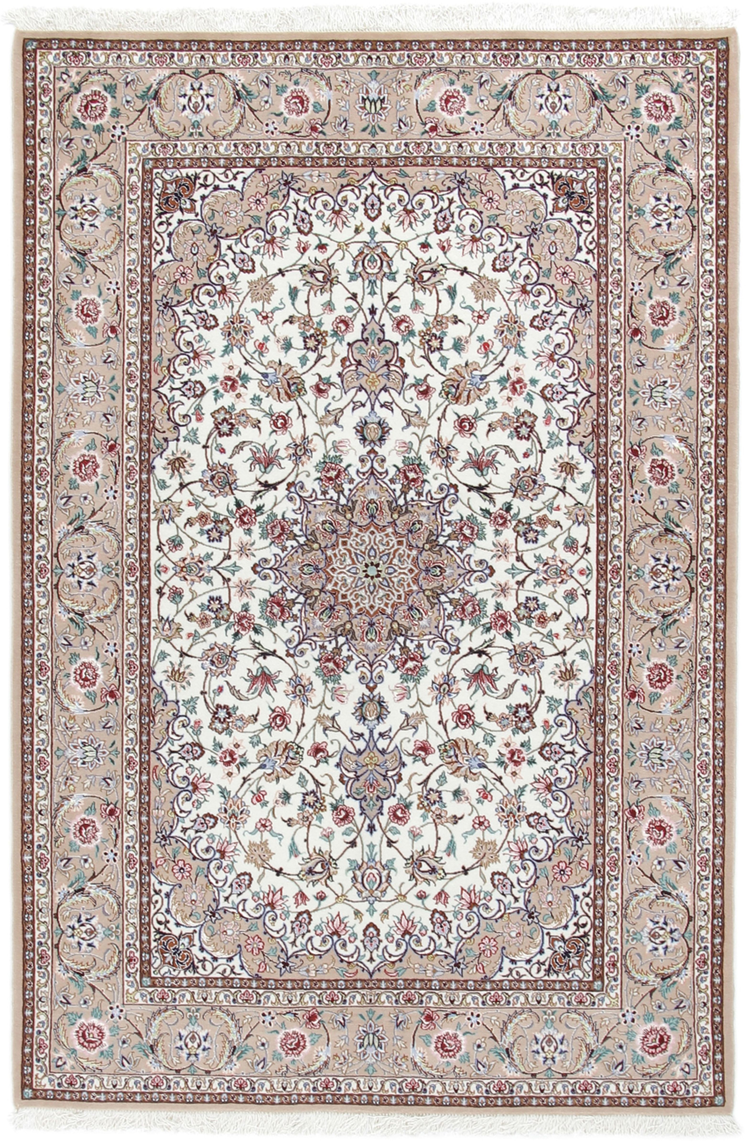 Isfahan Persian rug 200x140 White (Iran) Hand Knotted