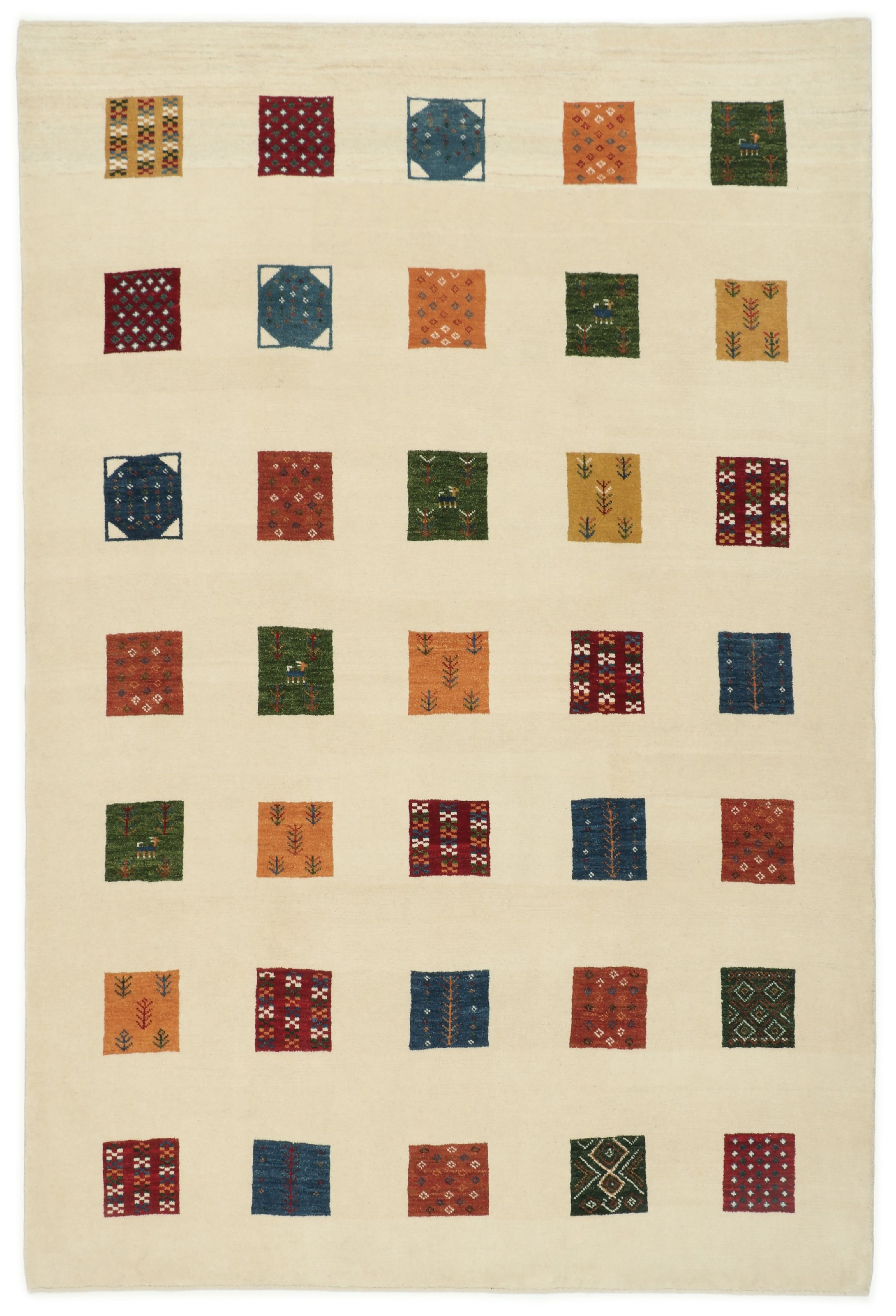 Gabbeh Persisk tæppe 200x290 Hvid (Iran) Håndknyttet