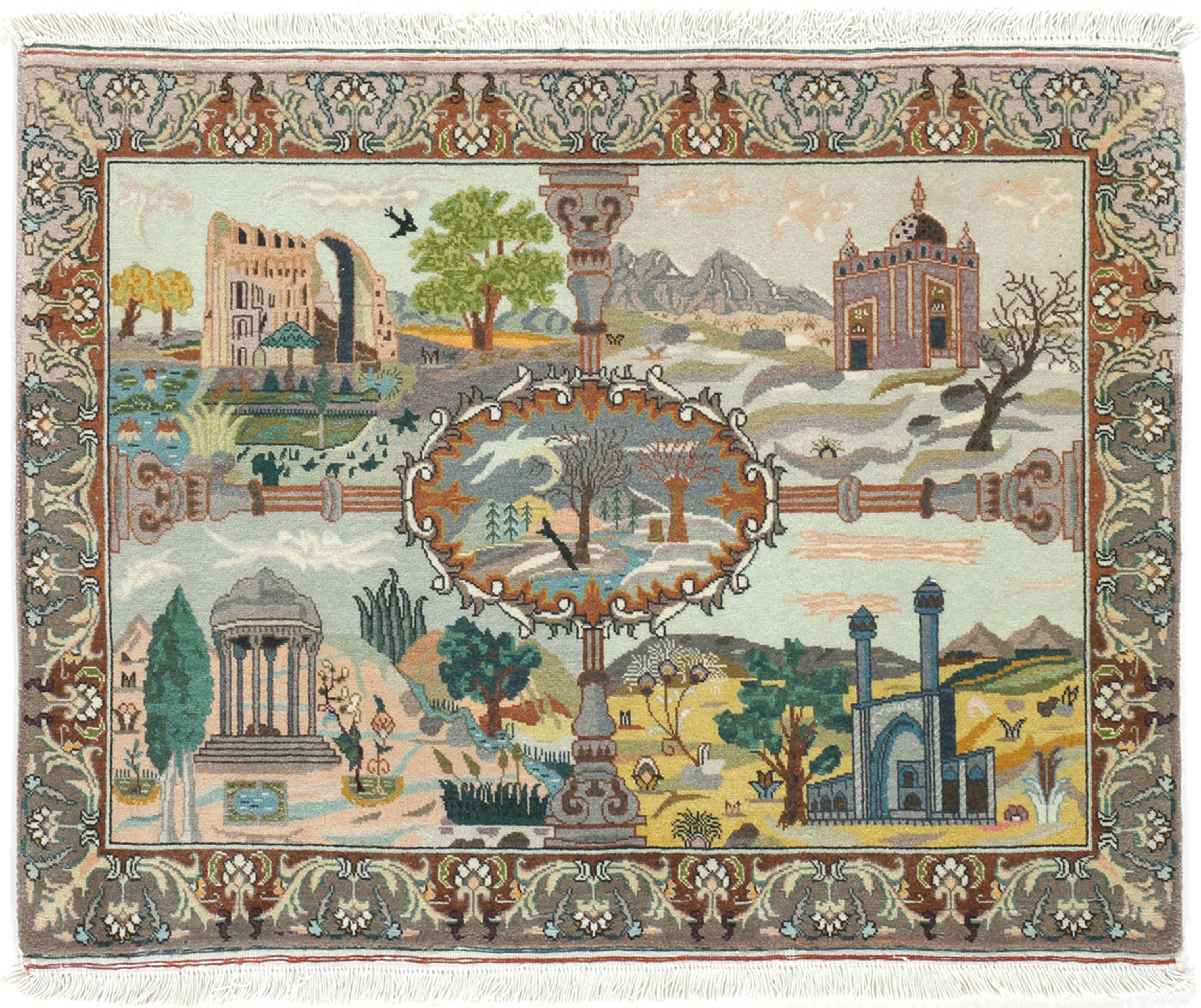 Tabriz Tapete oriental 60x80 Branco (Irã) Atado À Mão