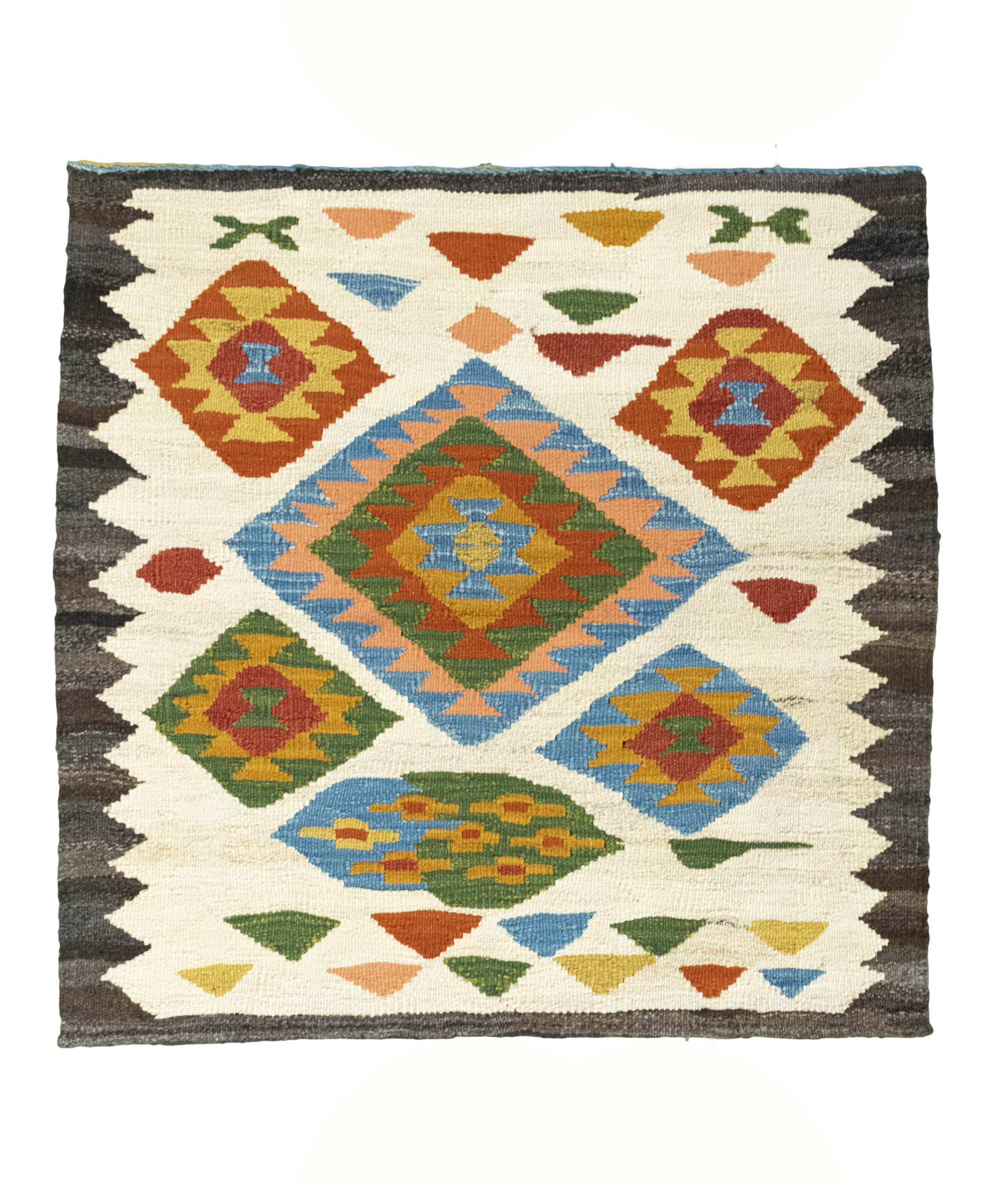 Kilim Rug 100 x 100 White (Iran) Hand Woven