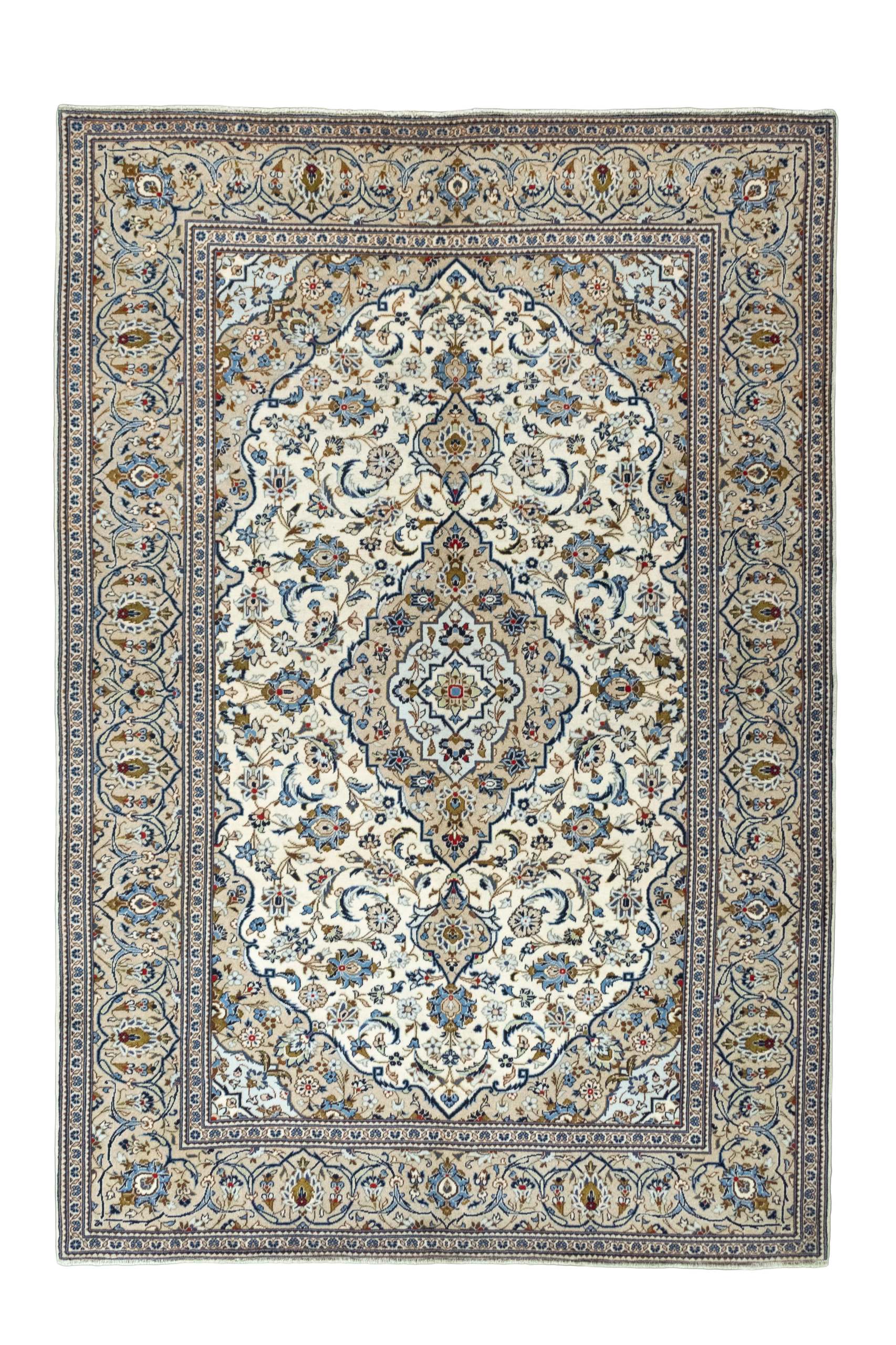 Kashan Tæppe 290x200 Hvid (Iran) Håndknyttet