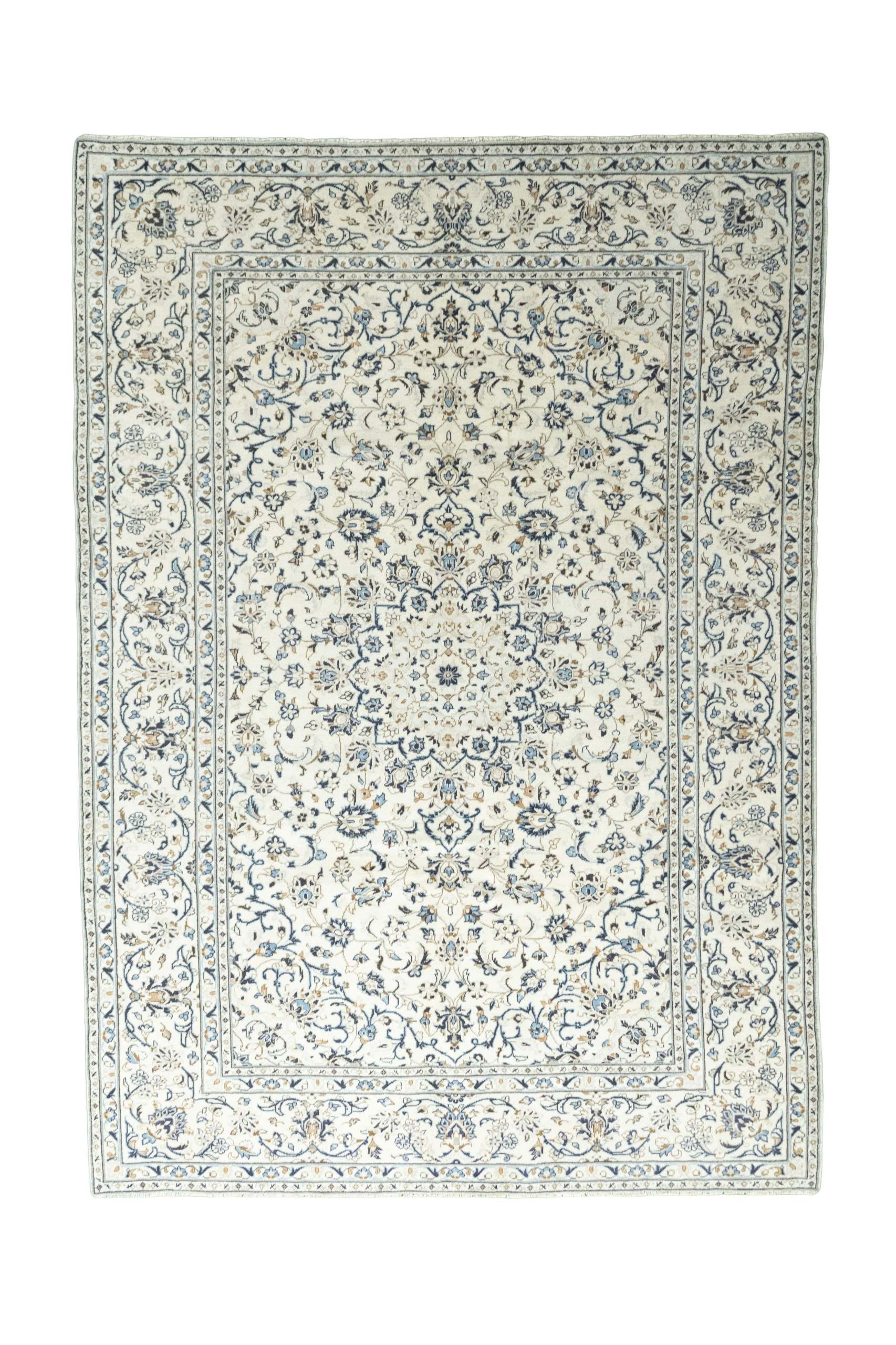 Kashan Perski dywan 250x350 Biały (Iran) Ręcznie Tkany