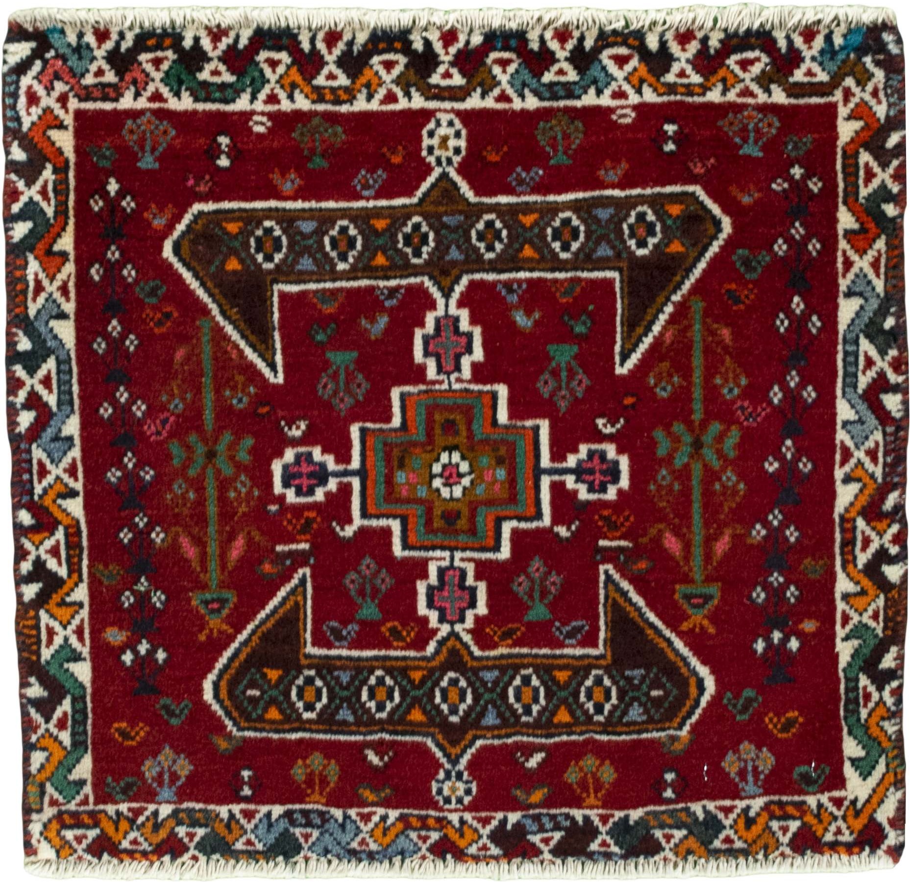 Shiraz Teppe 60 x 50 Hvit (Iran) Håndknyttet