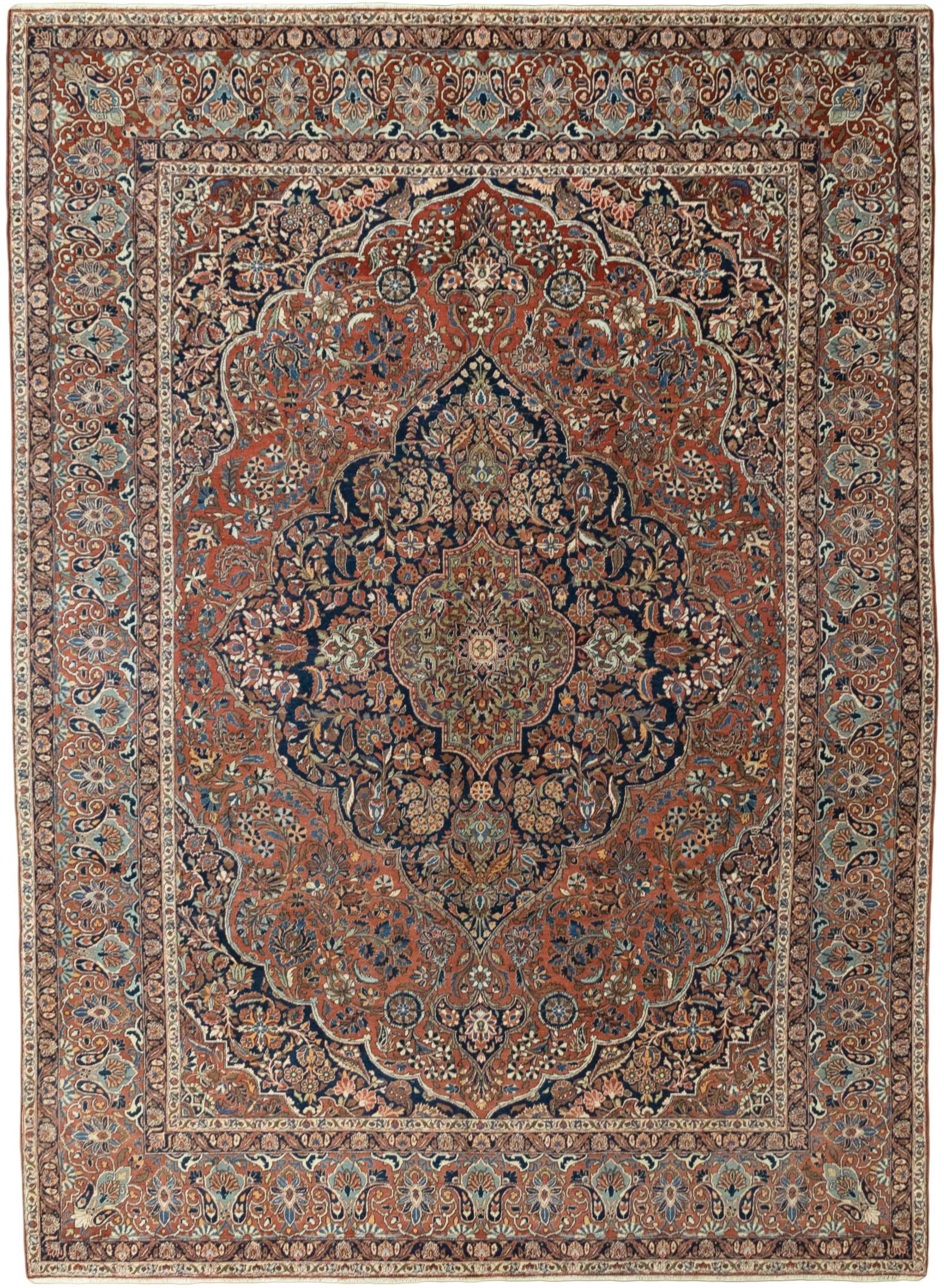 Kashan Persisk tæppe 370 x 270 Hvid (Iran) Håndknyttet