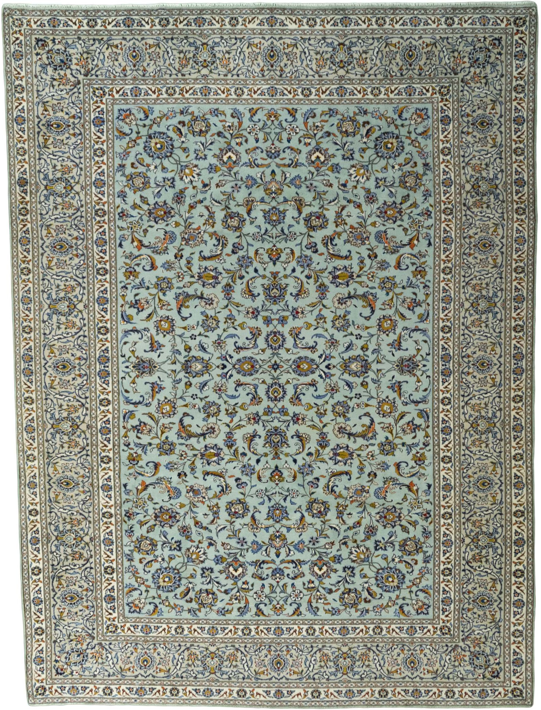 Kashan Alcatifa 370x280 Branco (Irã) Atado À Mão