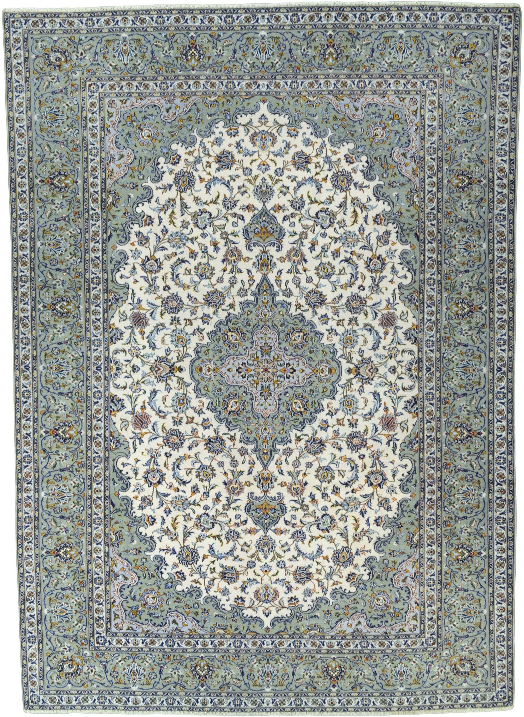 Kashan Persisk matta 420 x 300 Vit (Iran) Handknuten