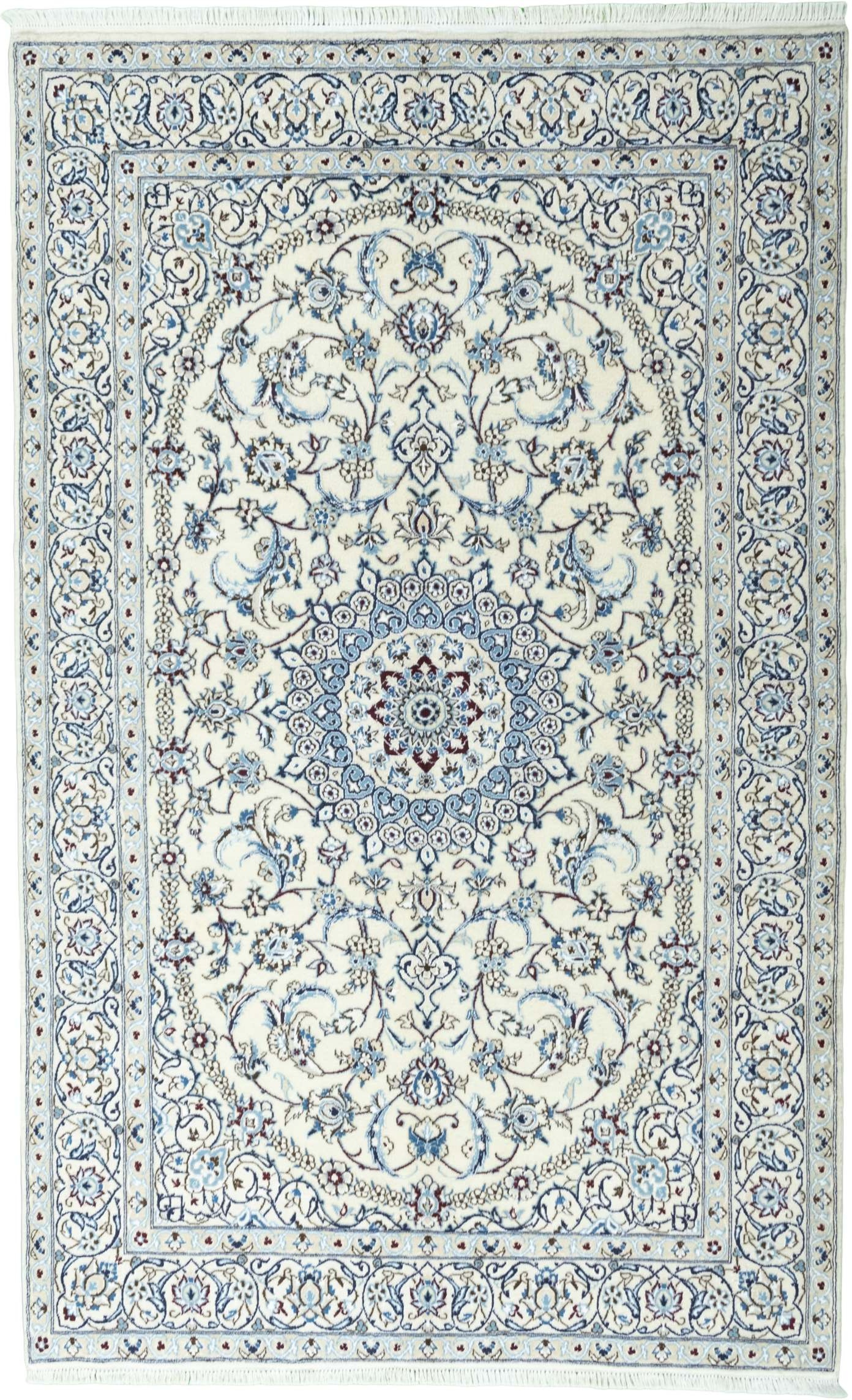 Nain Perserteppich 160 x 260 Weiss (Iran) Handgeknüpft