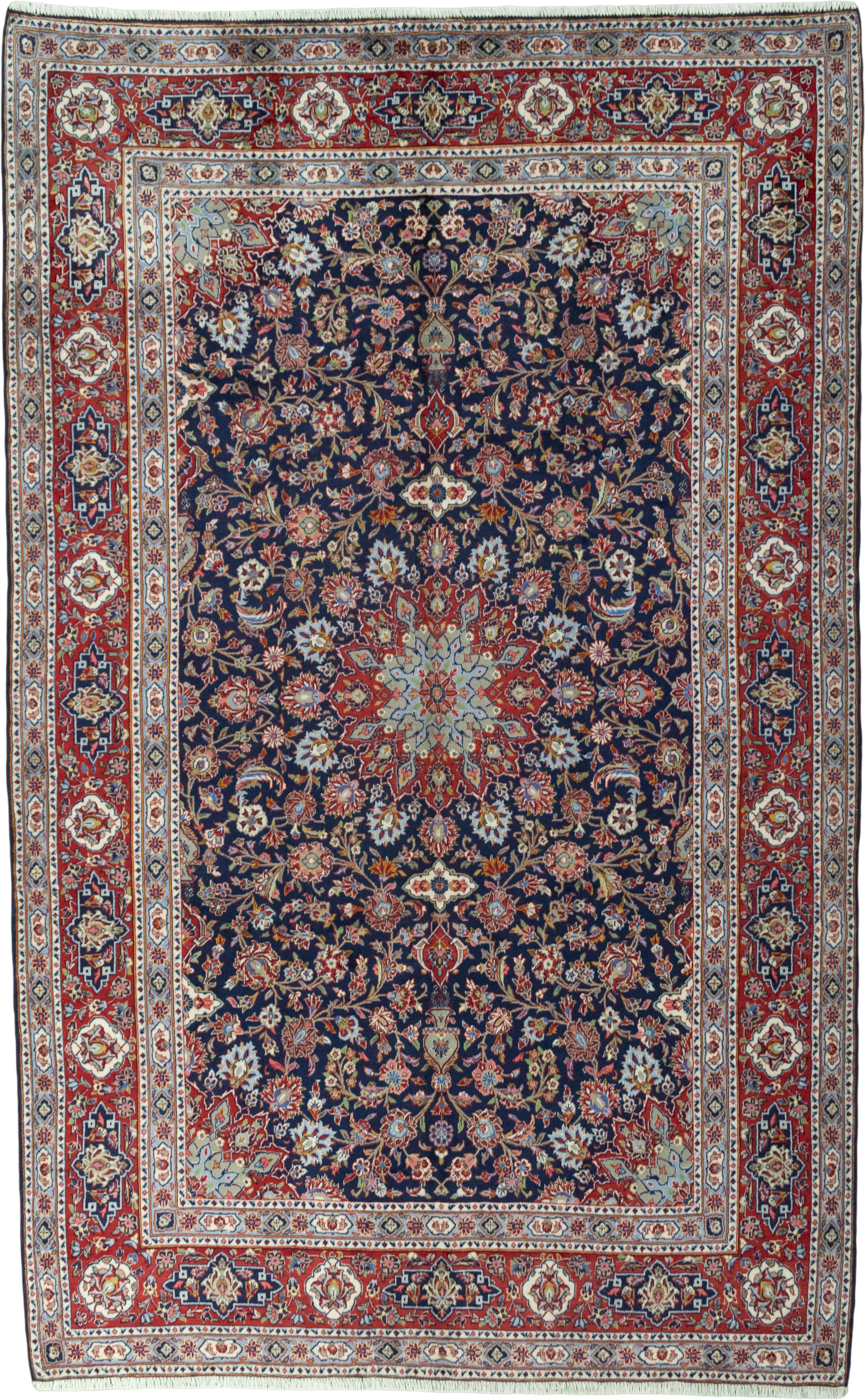 Kashan Matto 210x330 Valkoinen (Iran) Käsin Solmittu