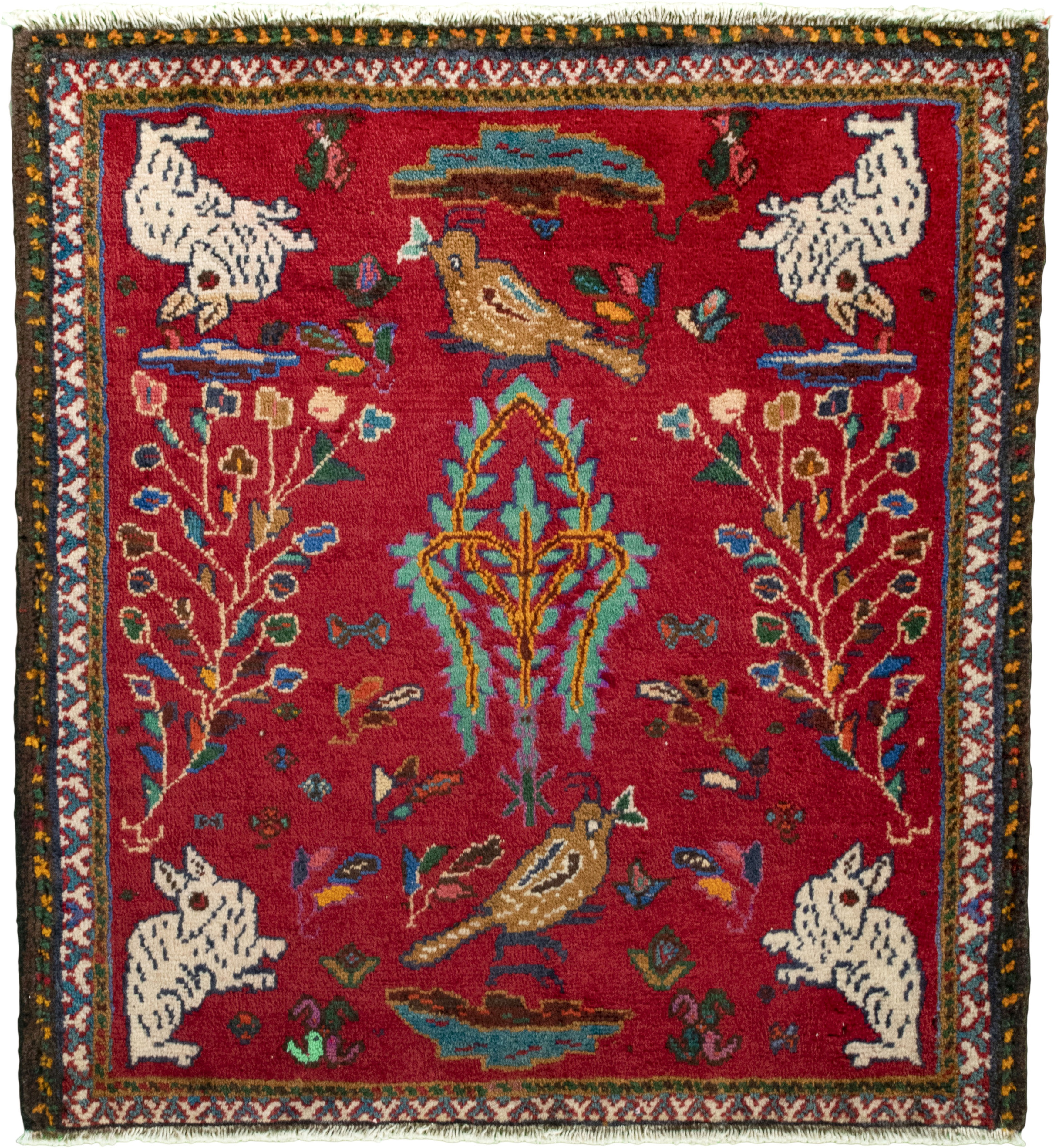 Shiraz Keleti szőnyeg 70 x 70 Fehér (Irán) Kézzel Csomózott