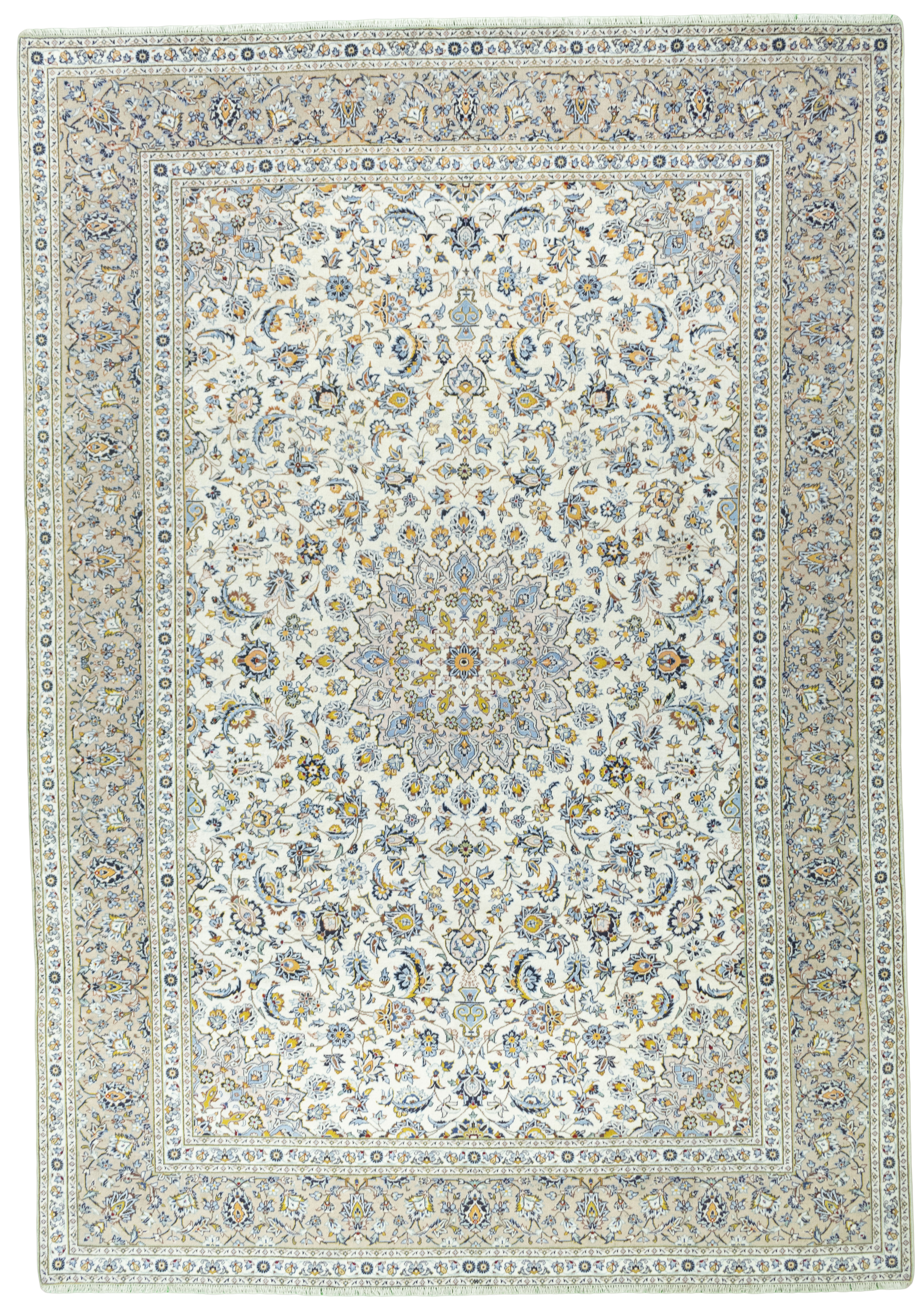 Kashan Perski dywan 420x290 Biały (Iran) Ręcznie Tkany