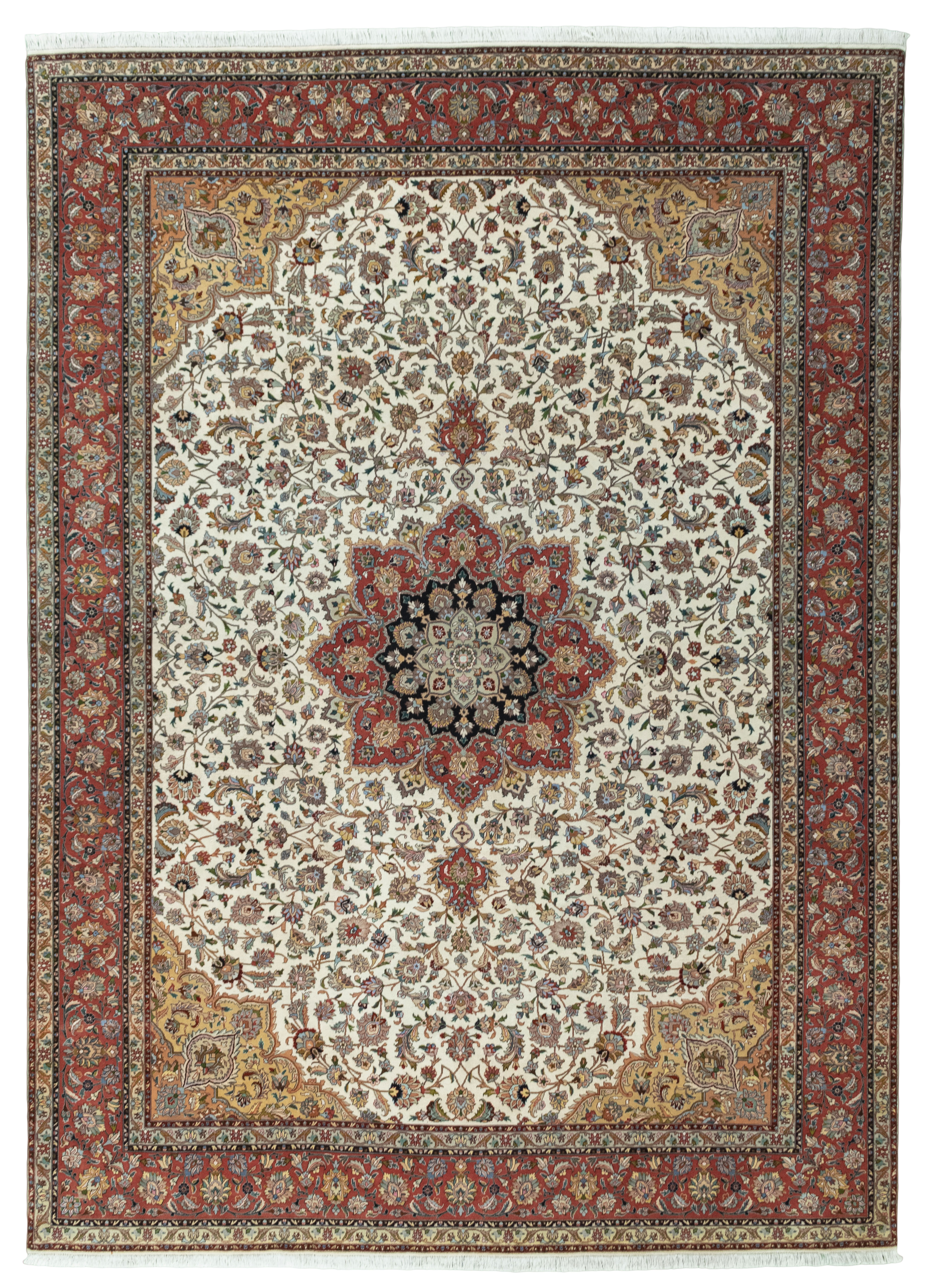 Täbriz Teppich 240 x 340 Weiss (Iran) Handgeknüpft